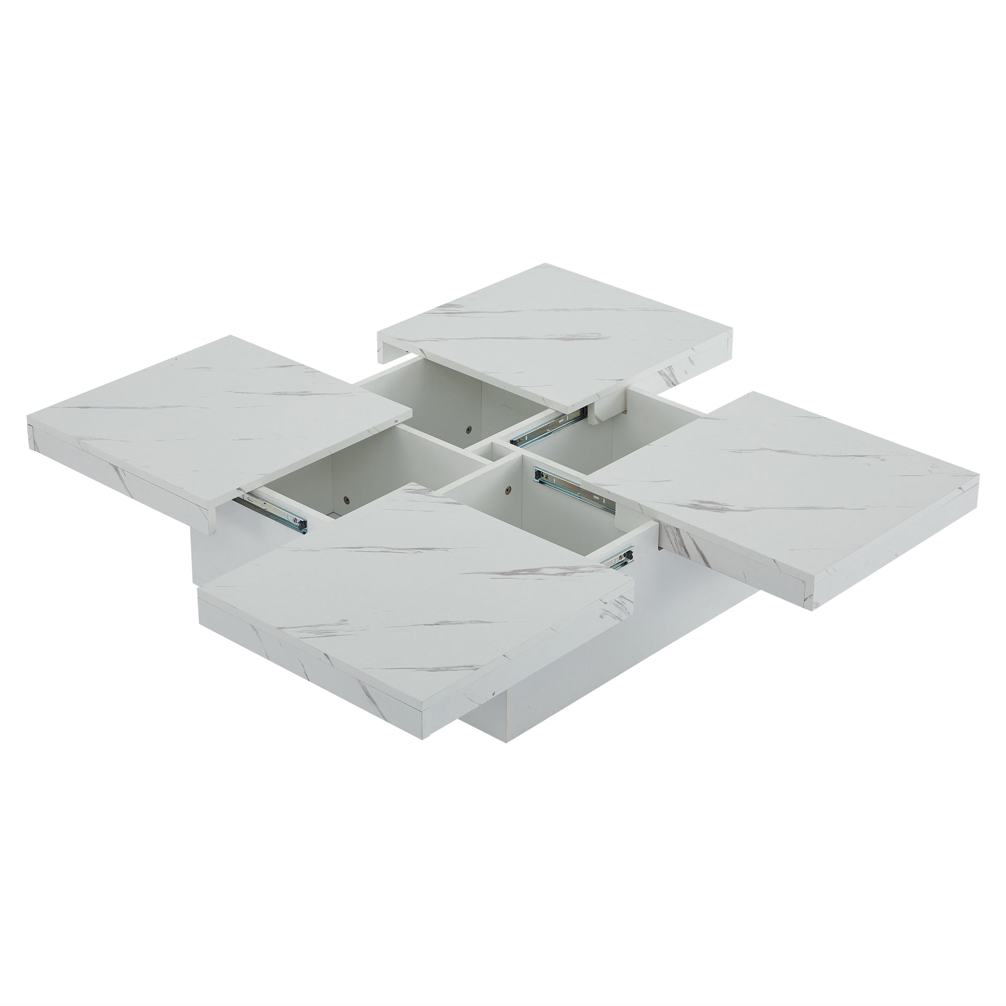 Logidon vierkante salontafel wit marmerlook 90x90x25 cm met lades