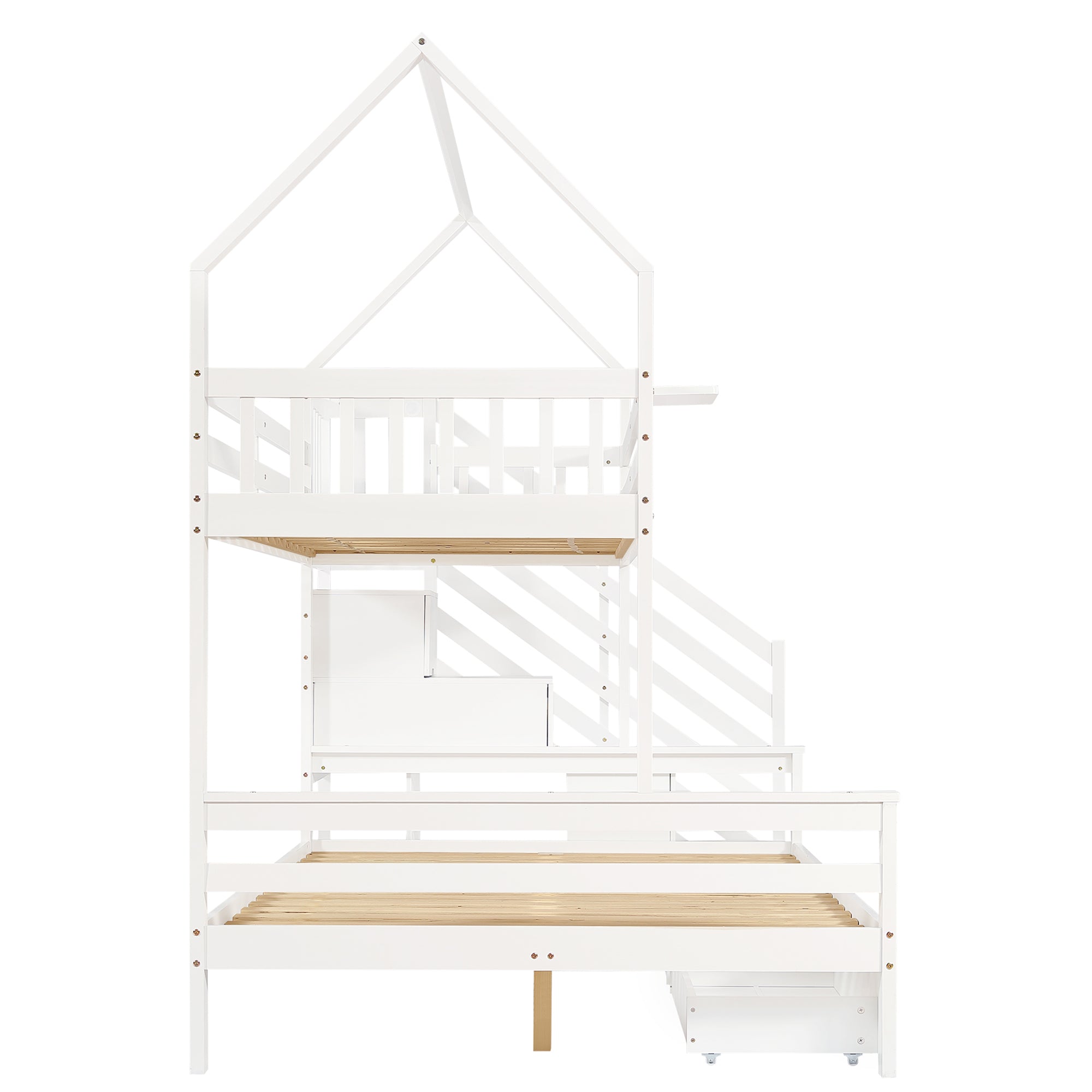 Logidon stapelbed kinderbed wit 90x200 en 140x200 met dakdesign