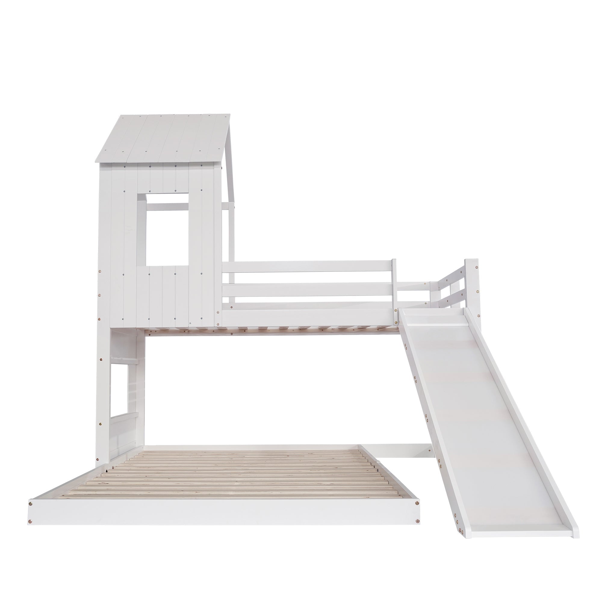 Logidon Stapelbed Met Glijbaan Wit 90x200cm en 140x200cm