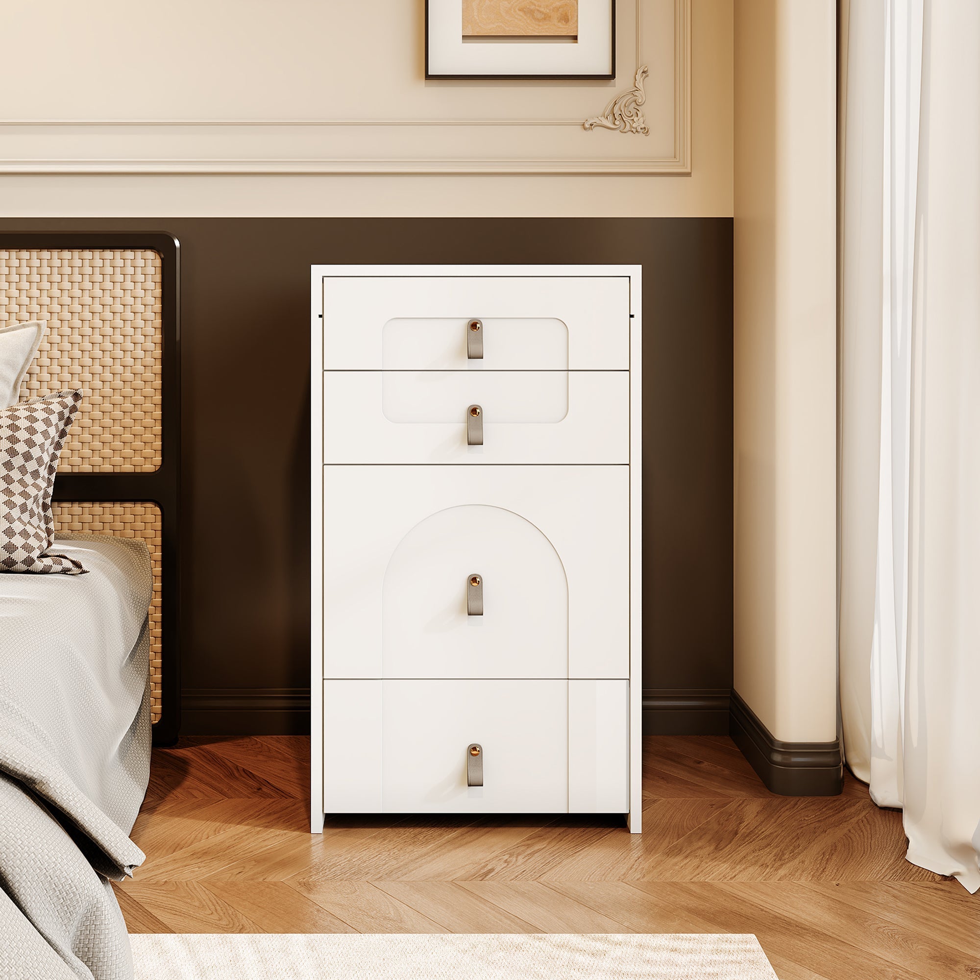 Logidon kaptafel met spiegel en LED-verlichting wit 3 lades