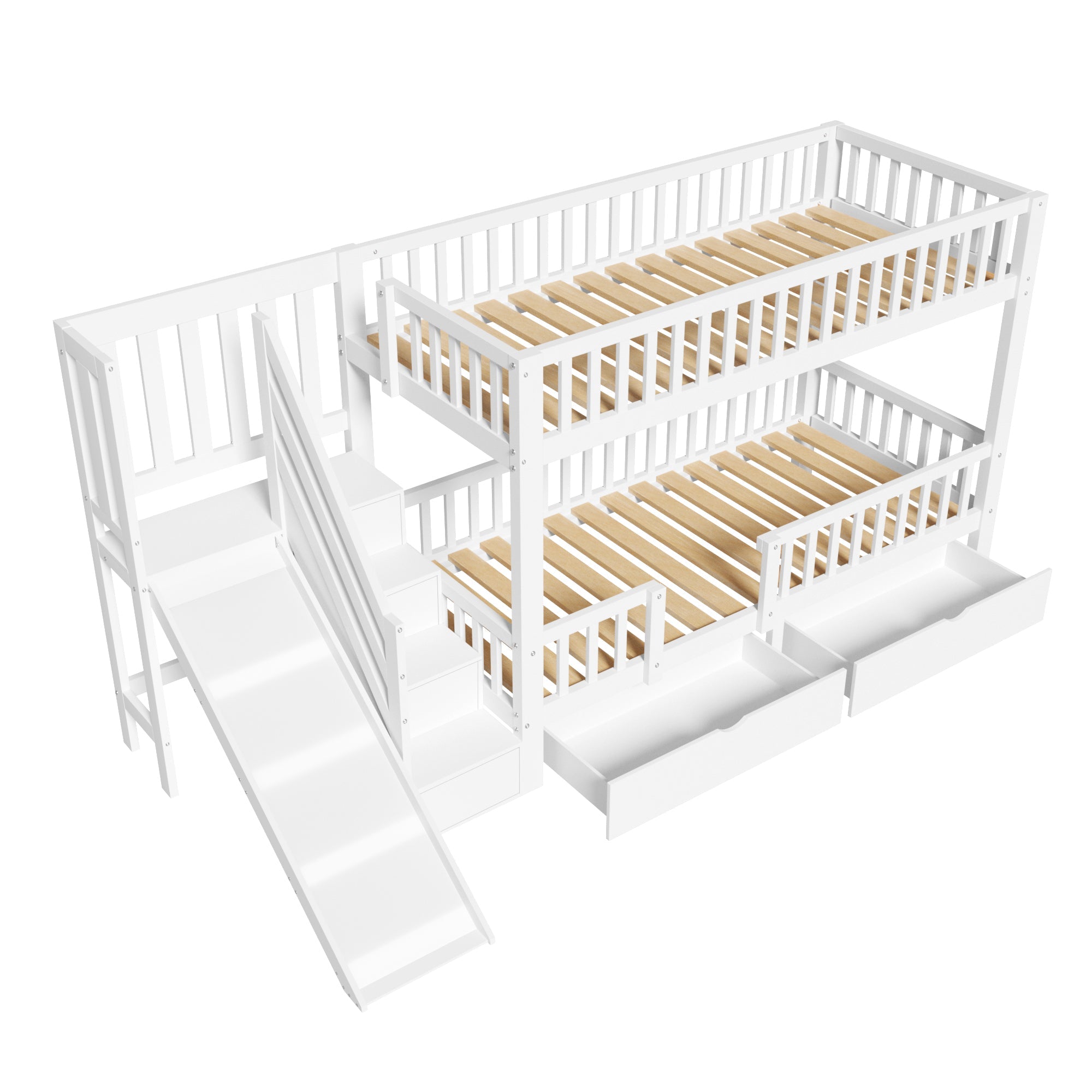 Logidon kinderstapelbed wit 90x200 cm met glijbaan en trap