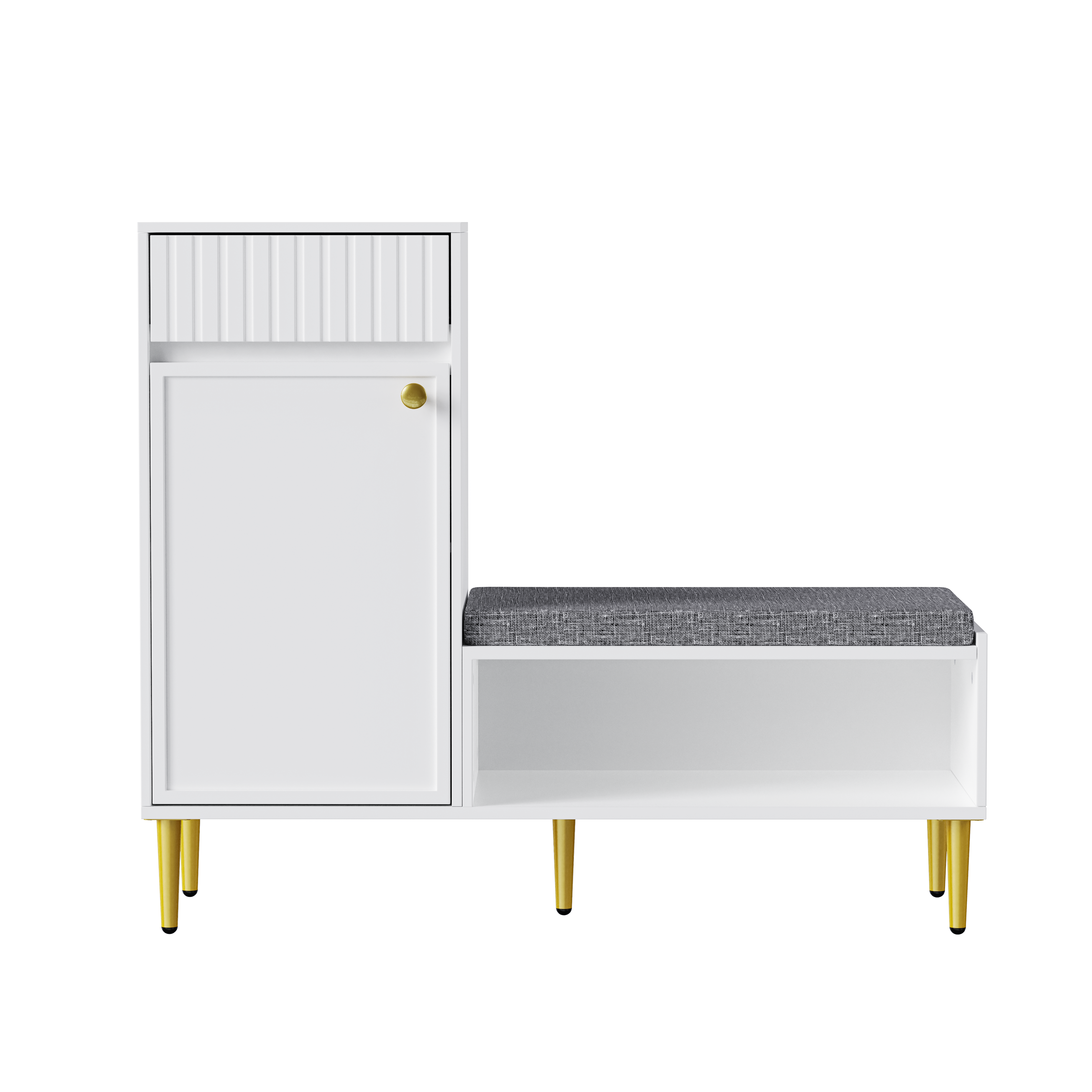 Logidon Moderne Schoenenkast Met Bank Wit 100x35x82 cm