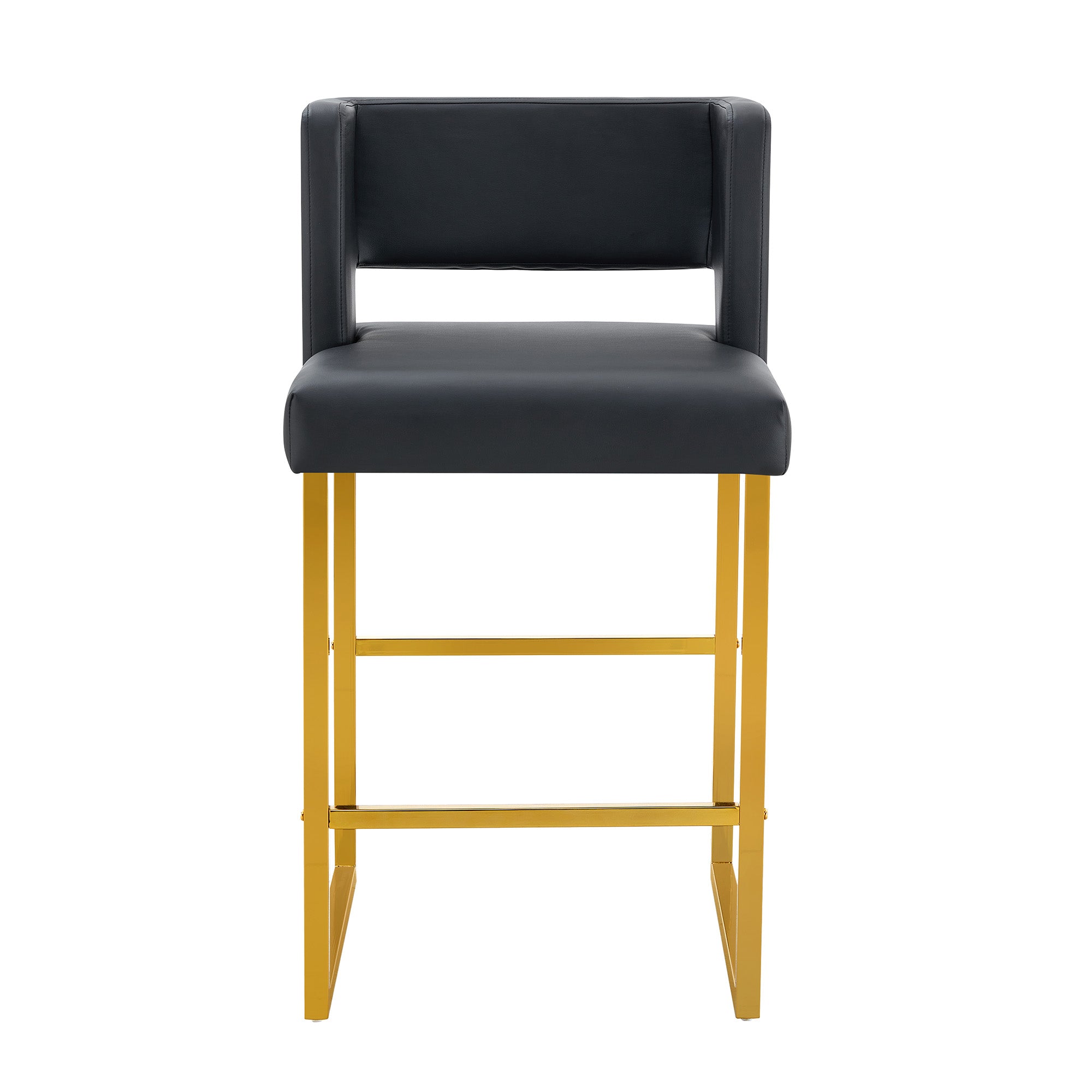 Logidon Barkruk Set 2 Zwart Kunstleer Gouden Poten Nordic