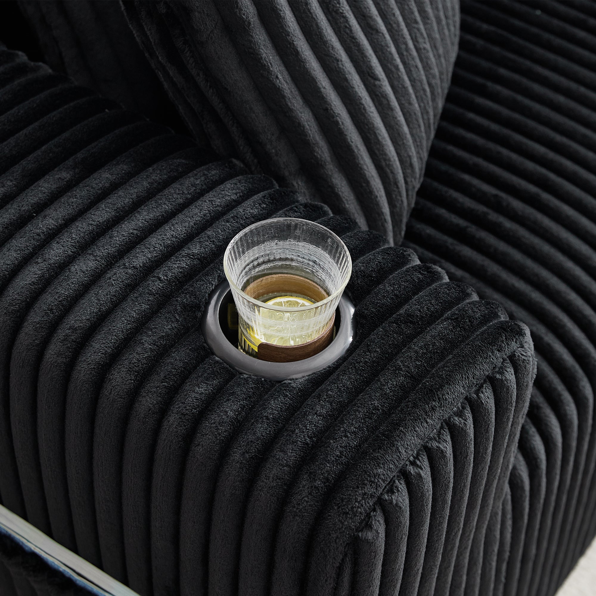 Logidon modulaire bankstel met chaise longue, 2-zitsbank, zwart corduroy