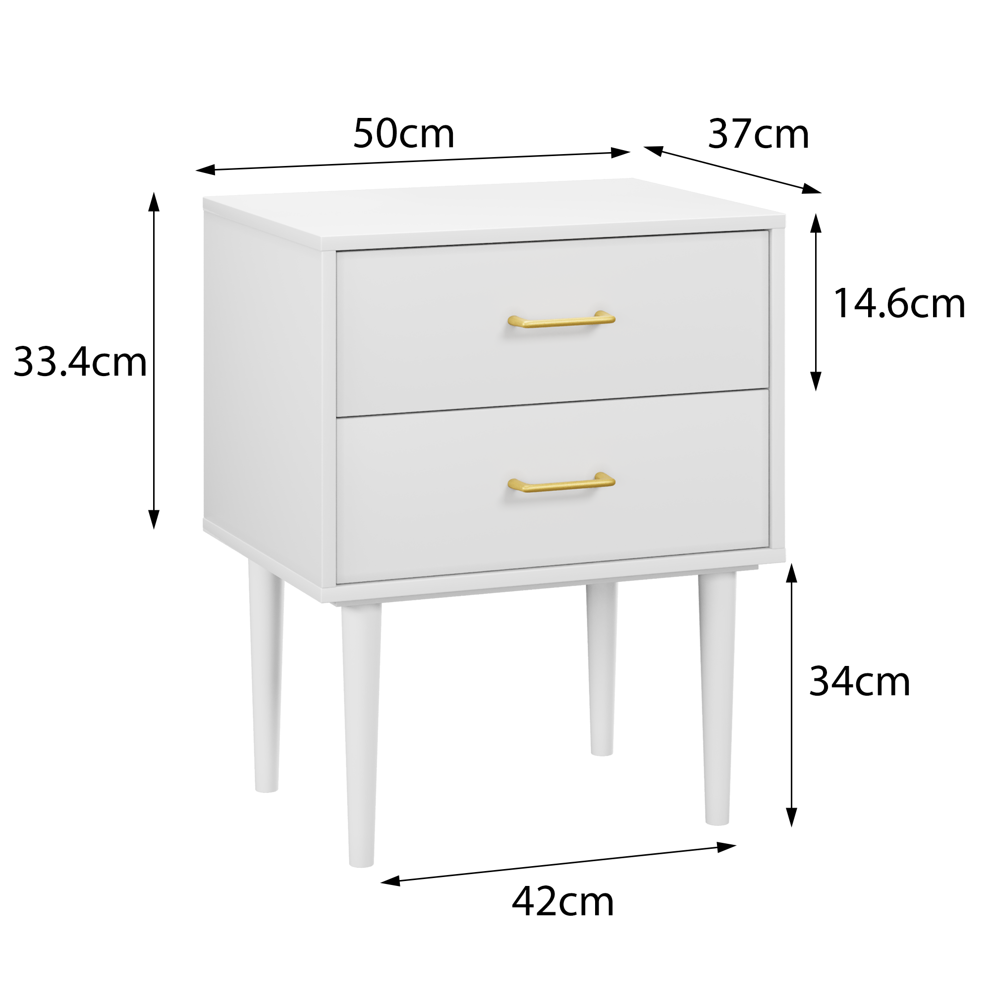 Logidon Wit Nachtkastje Met 2 Laden Modern MDF Design 50x37x67