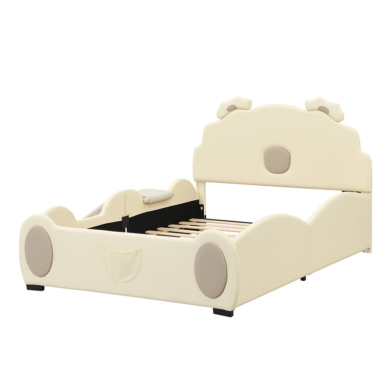 Logidon Cartoon Bear Bed 90x200 cm With Slide And Ladder Beige