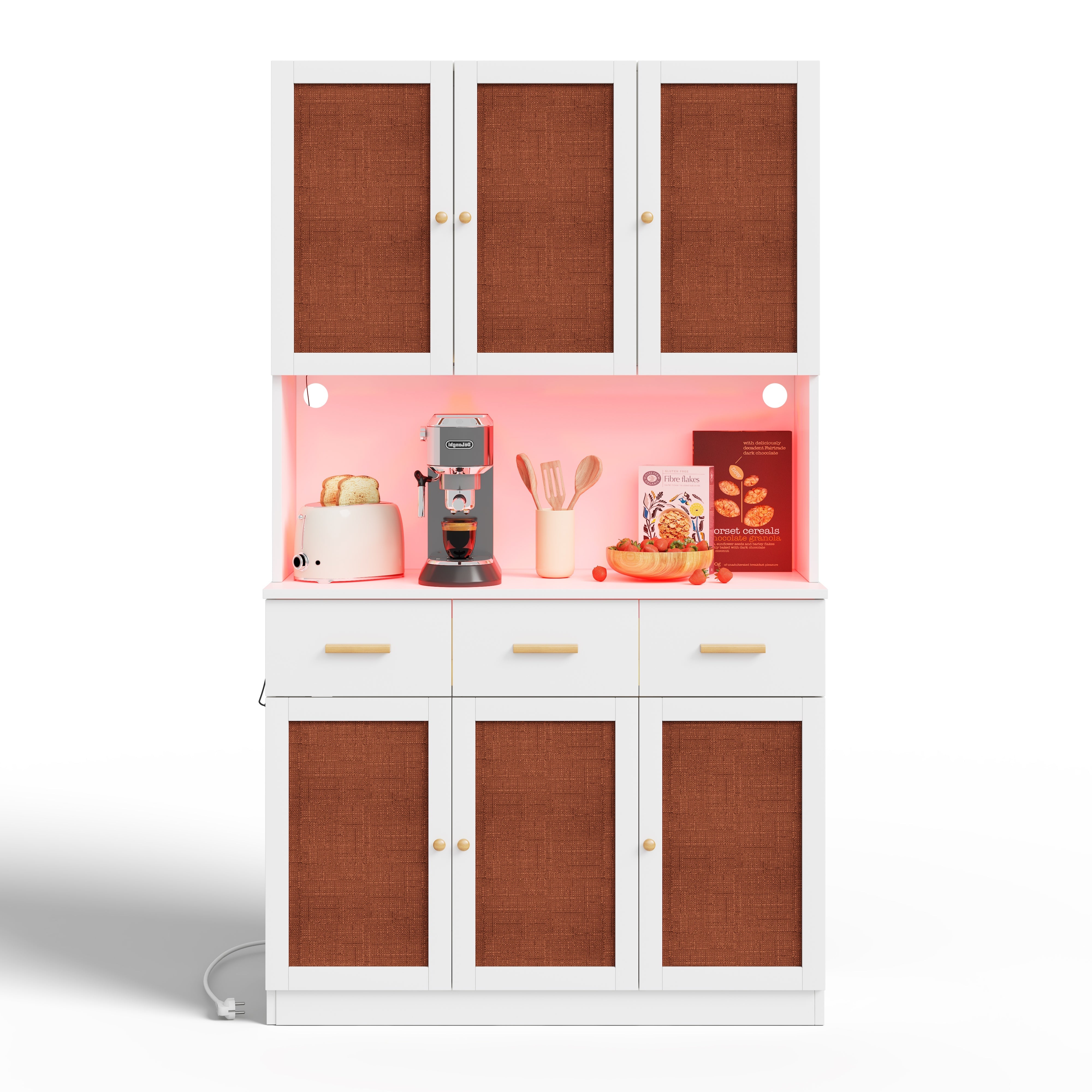 Logidon keukenbuffetkast 182 cm wit LED-verlichting stopcontact