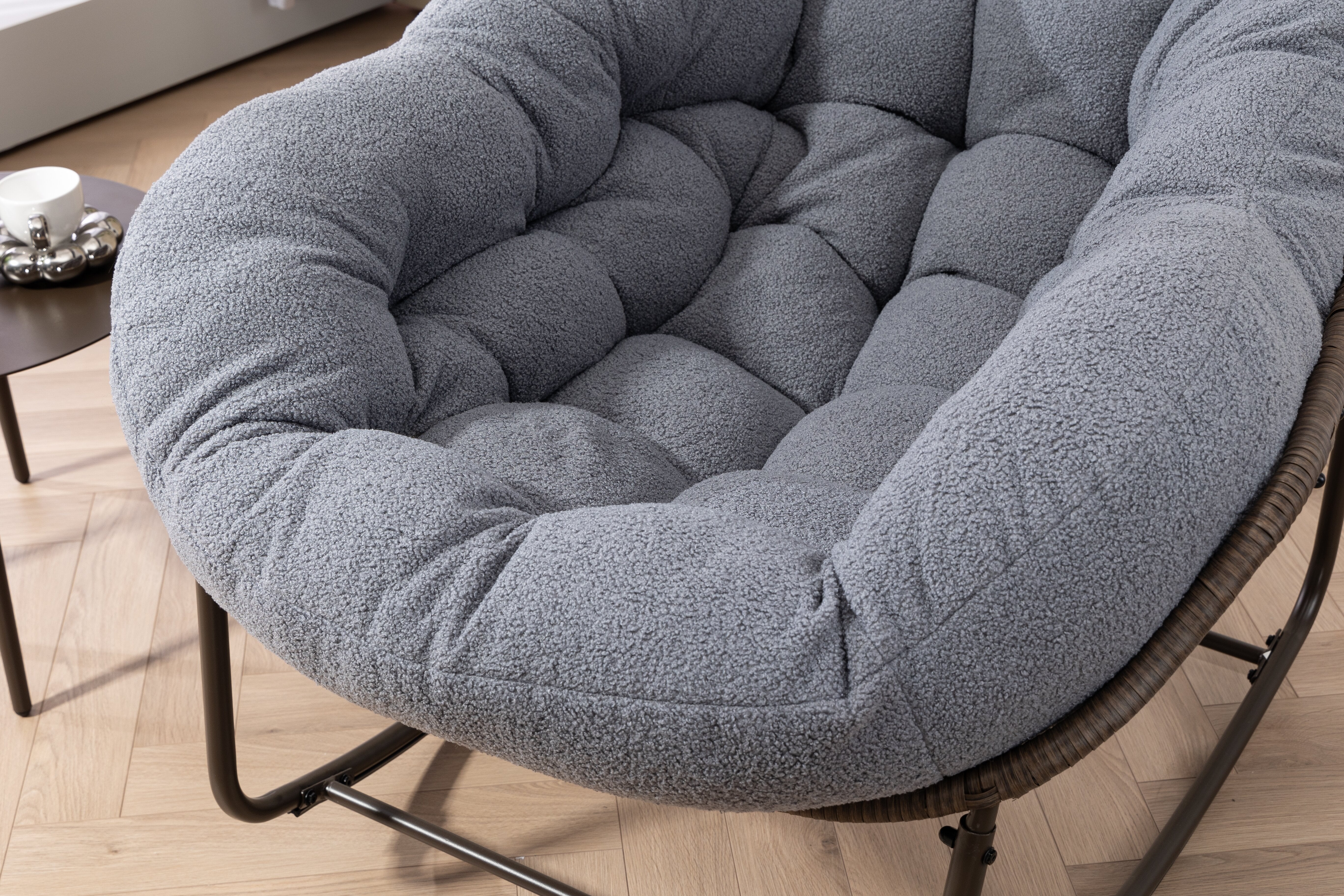 Logidon Outdoor Rattan Rocking Chair Gray With Padded Cushion