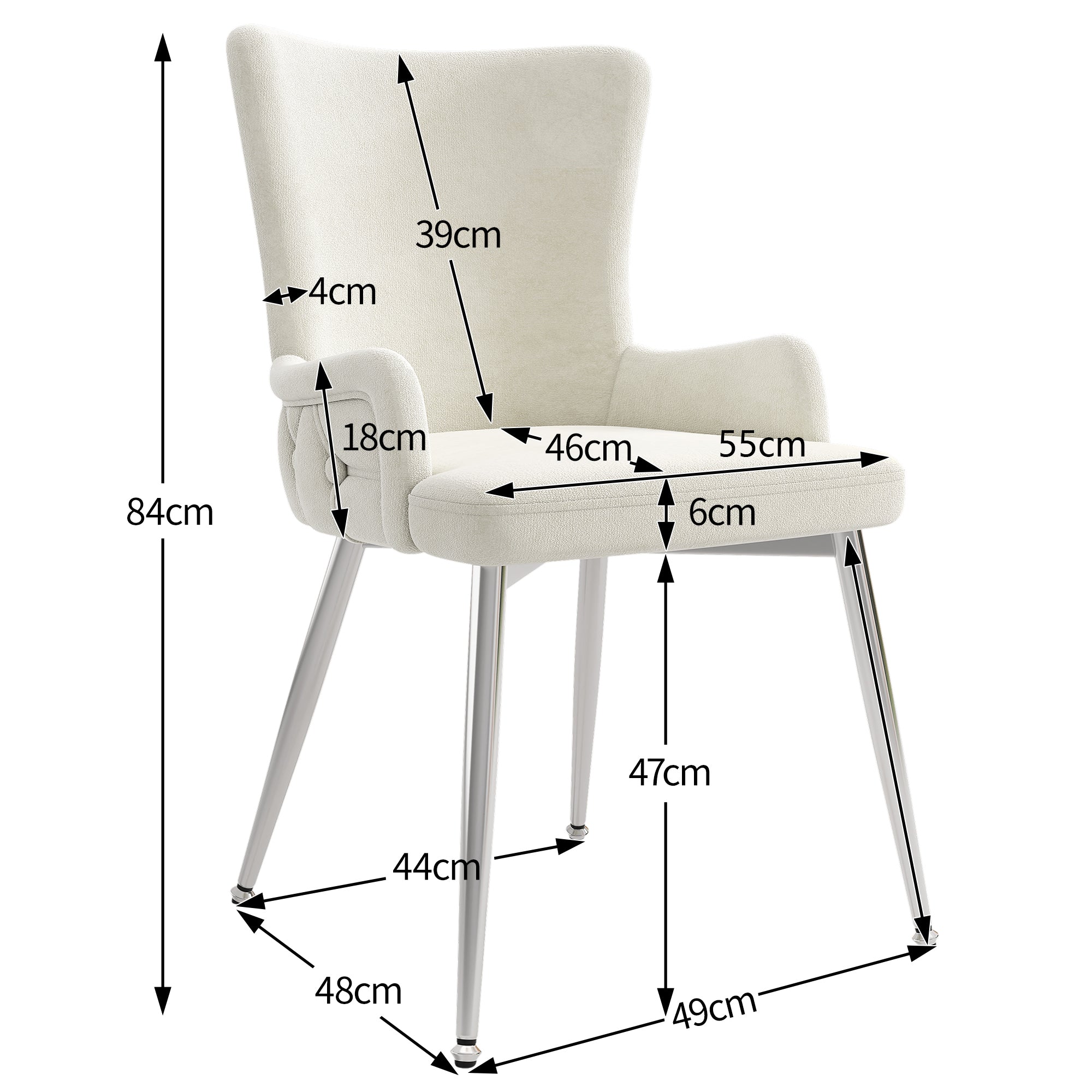 Logidon Velvet Dining Chair Set 6 Beige With Silver Metal Legs