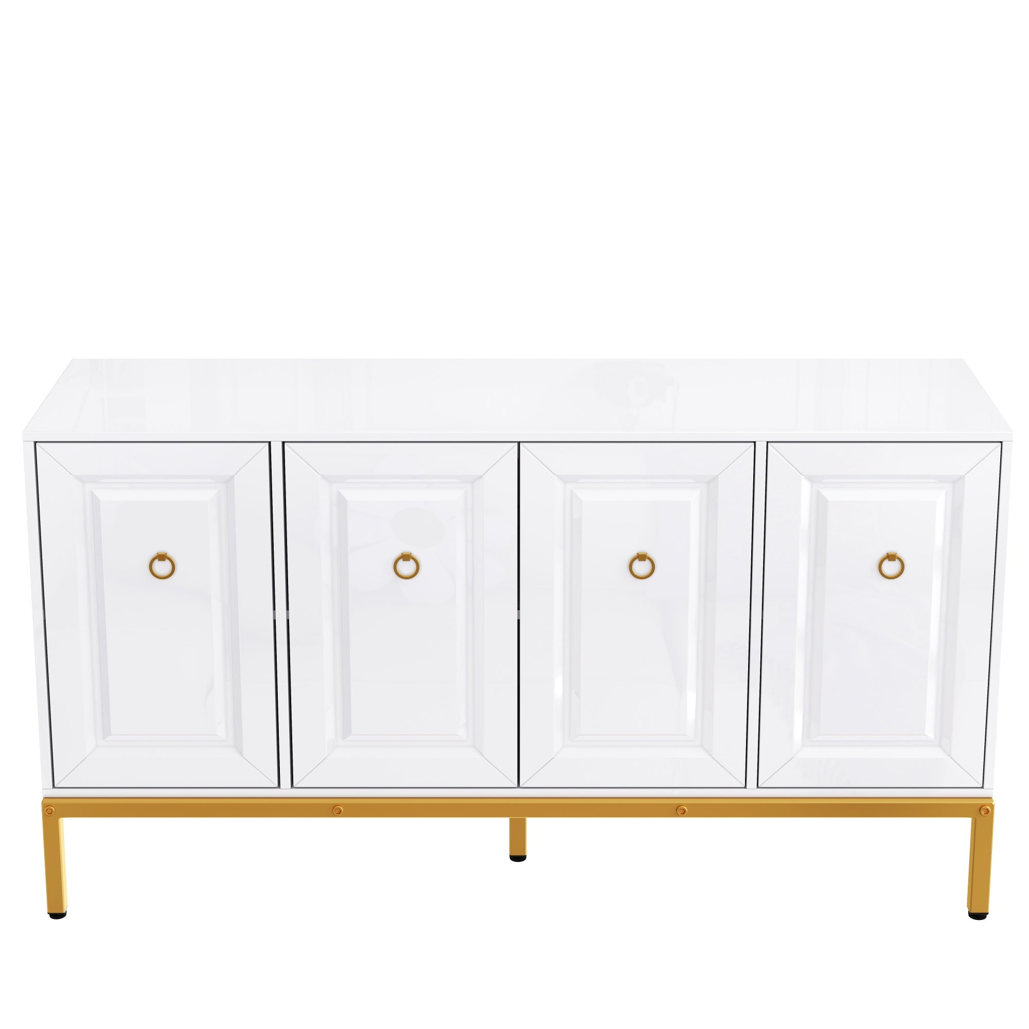 Logidon dressoir hoogglans wit 140x80x40 cm gouden handgrepen