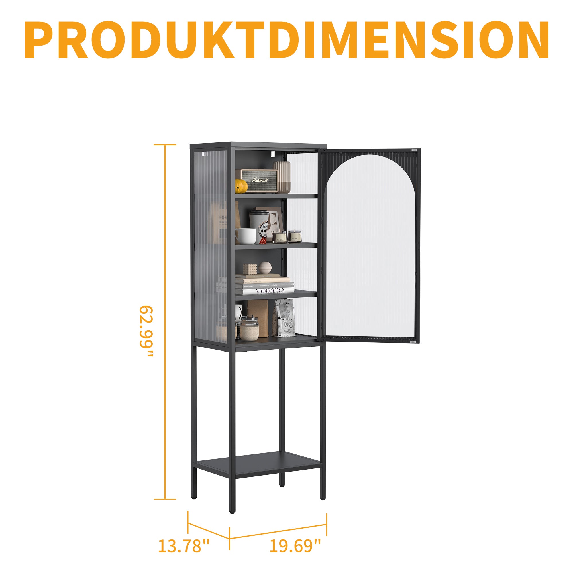 Logidon metalen vitrinedeur zwart 160x50x35 cm