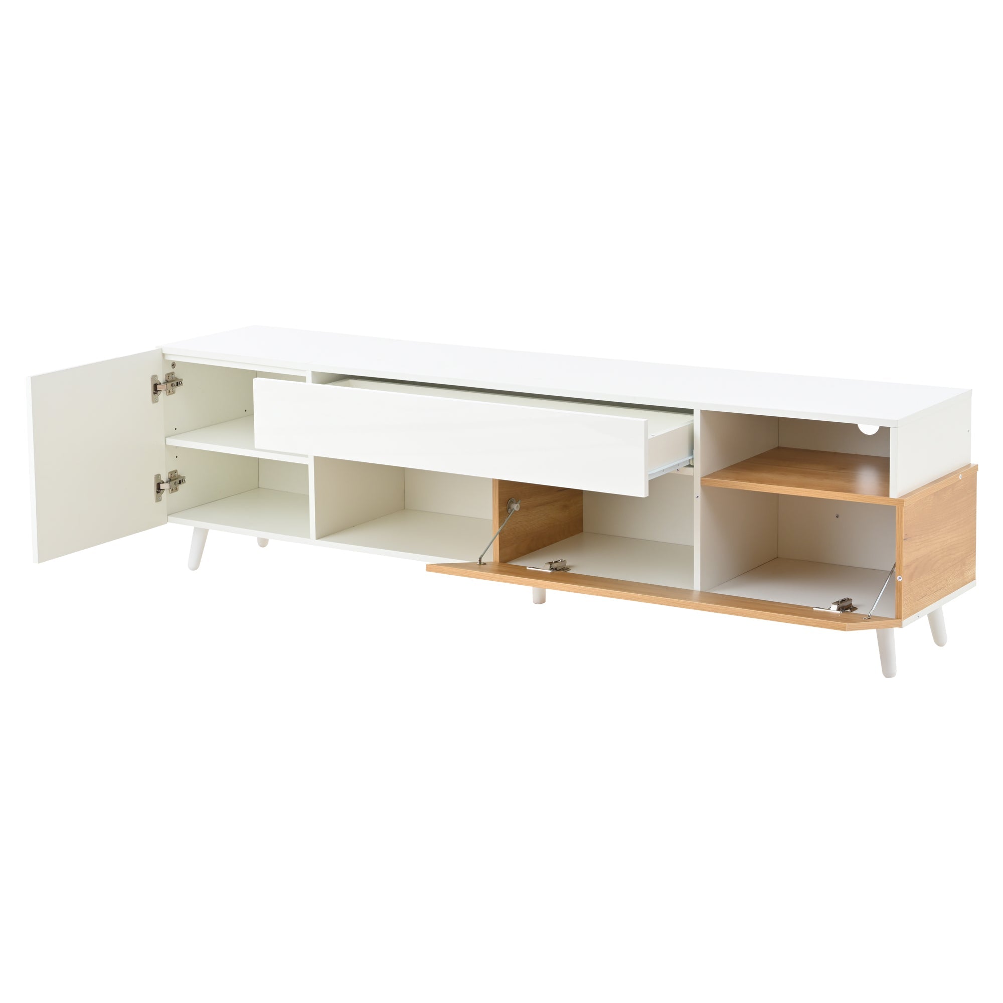 Logidon TV-meubel 180x38x50 cm witte houtlook deur en lade