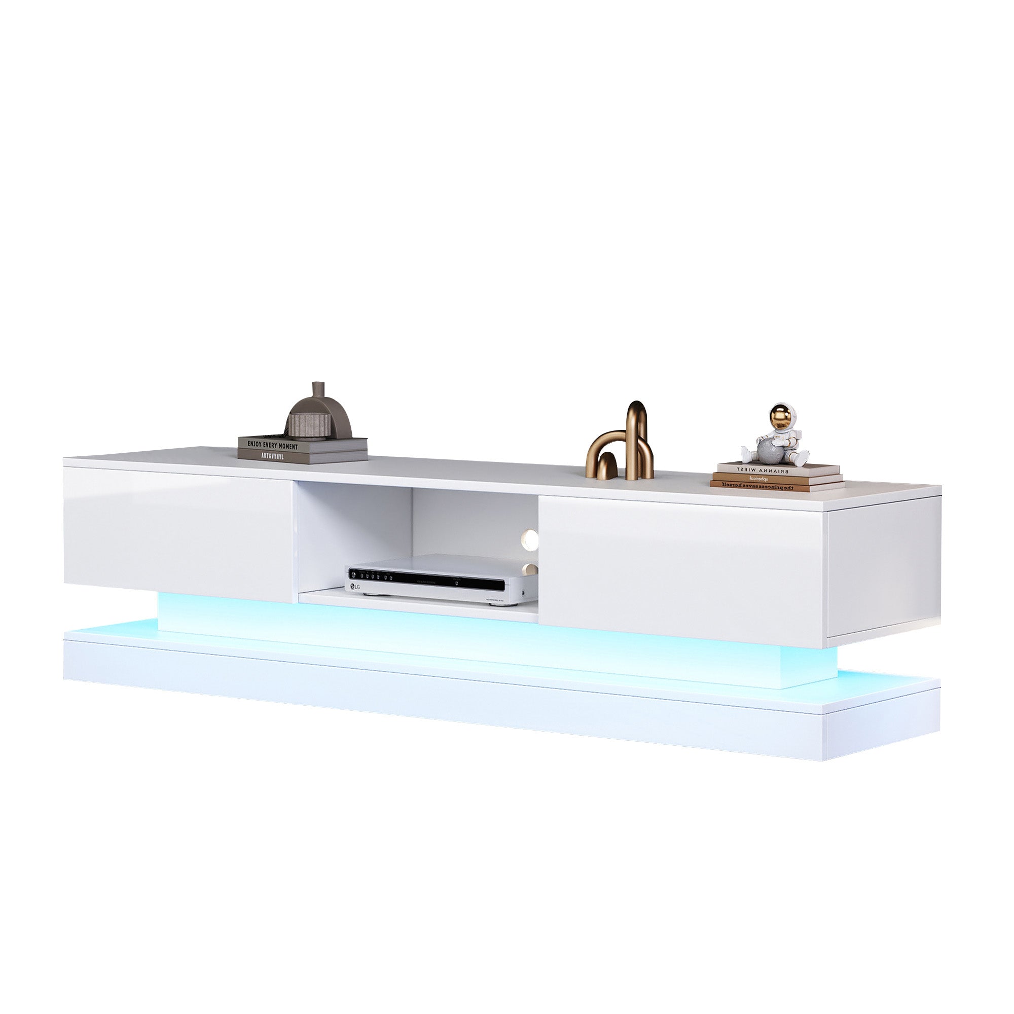 Logidon wit TV-meubel 160 cm met LED-verlichting app bediening