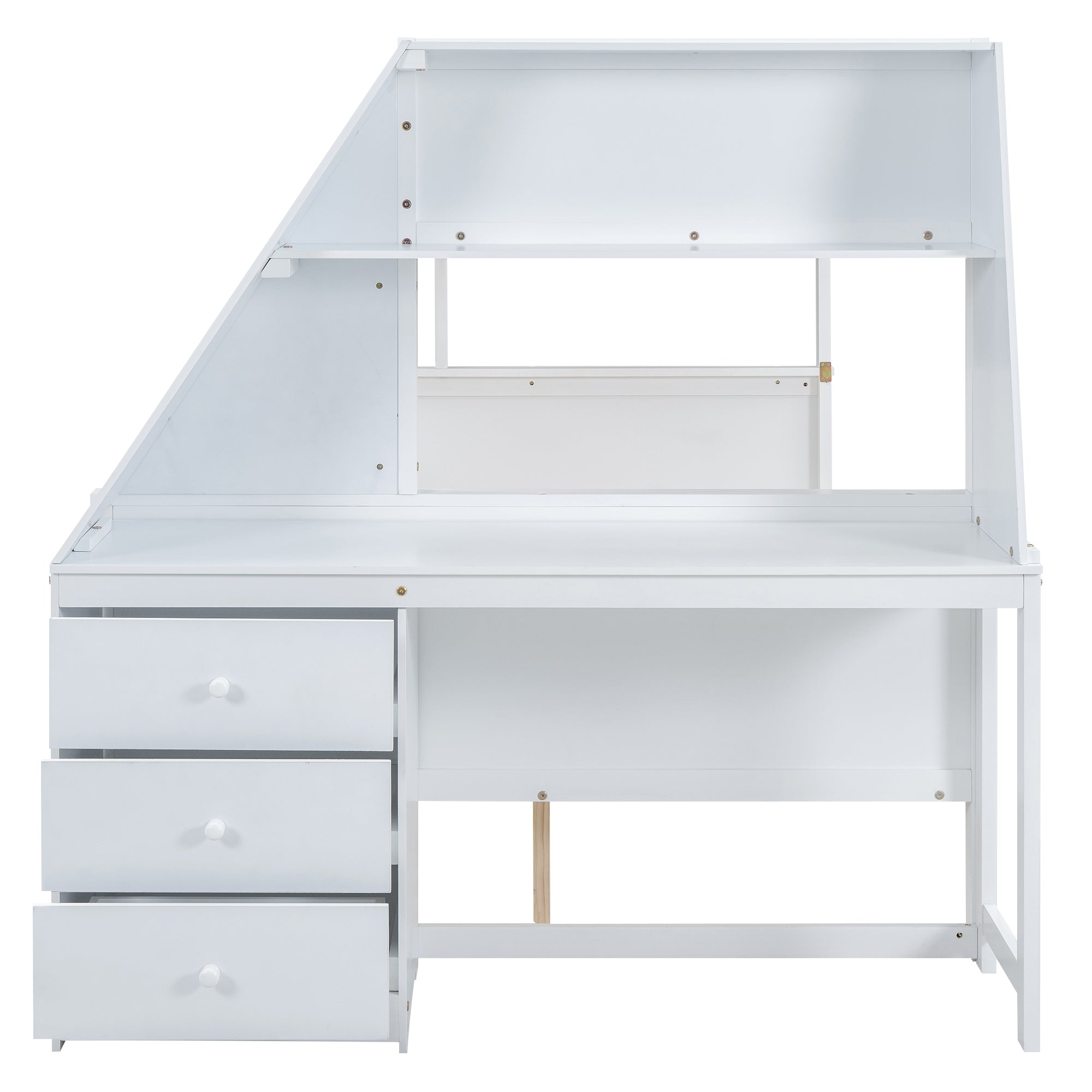 Logidon Bunk Bed 90x200 and 140x200 with Table and Storage Space White