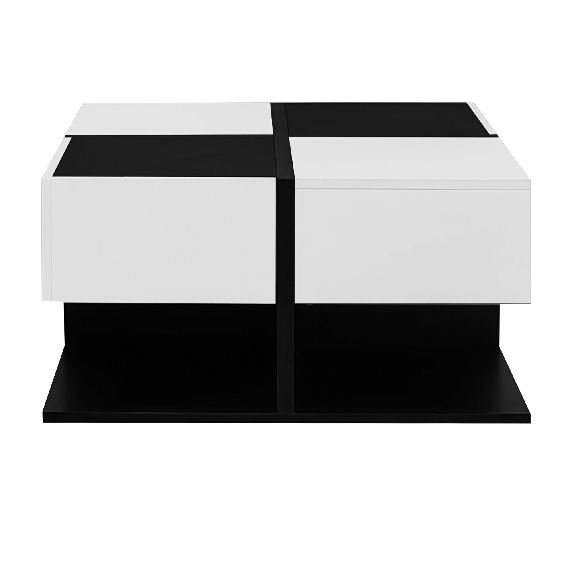 Logidon Moderne Salontafel Zwart Wit 70x70x35,5 cm Met 2 Laden