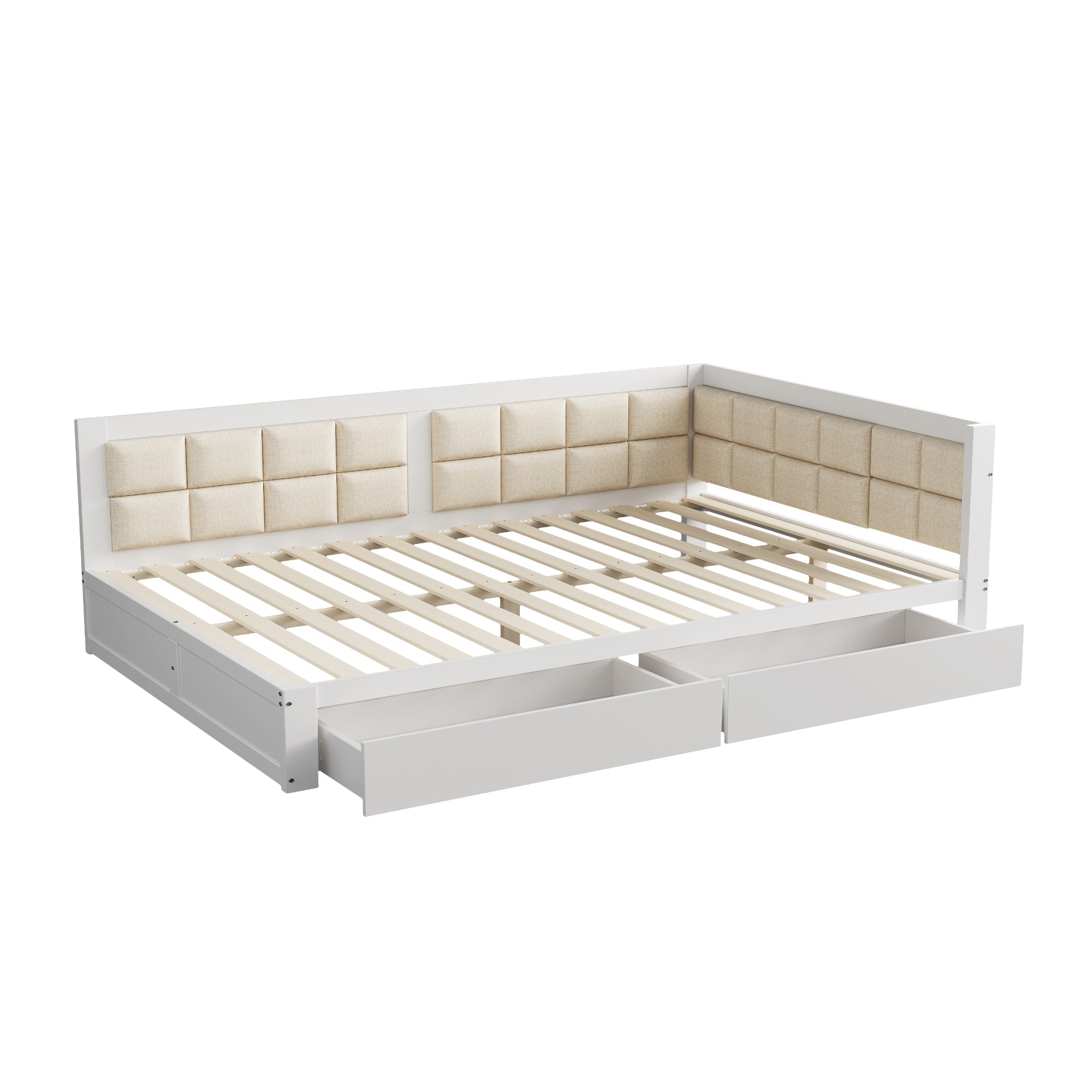 Logidon multifunctionele bedbank 140x200 wit met opbergruimte
