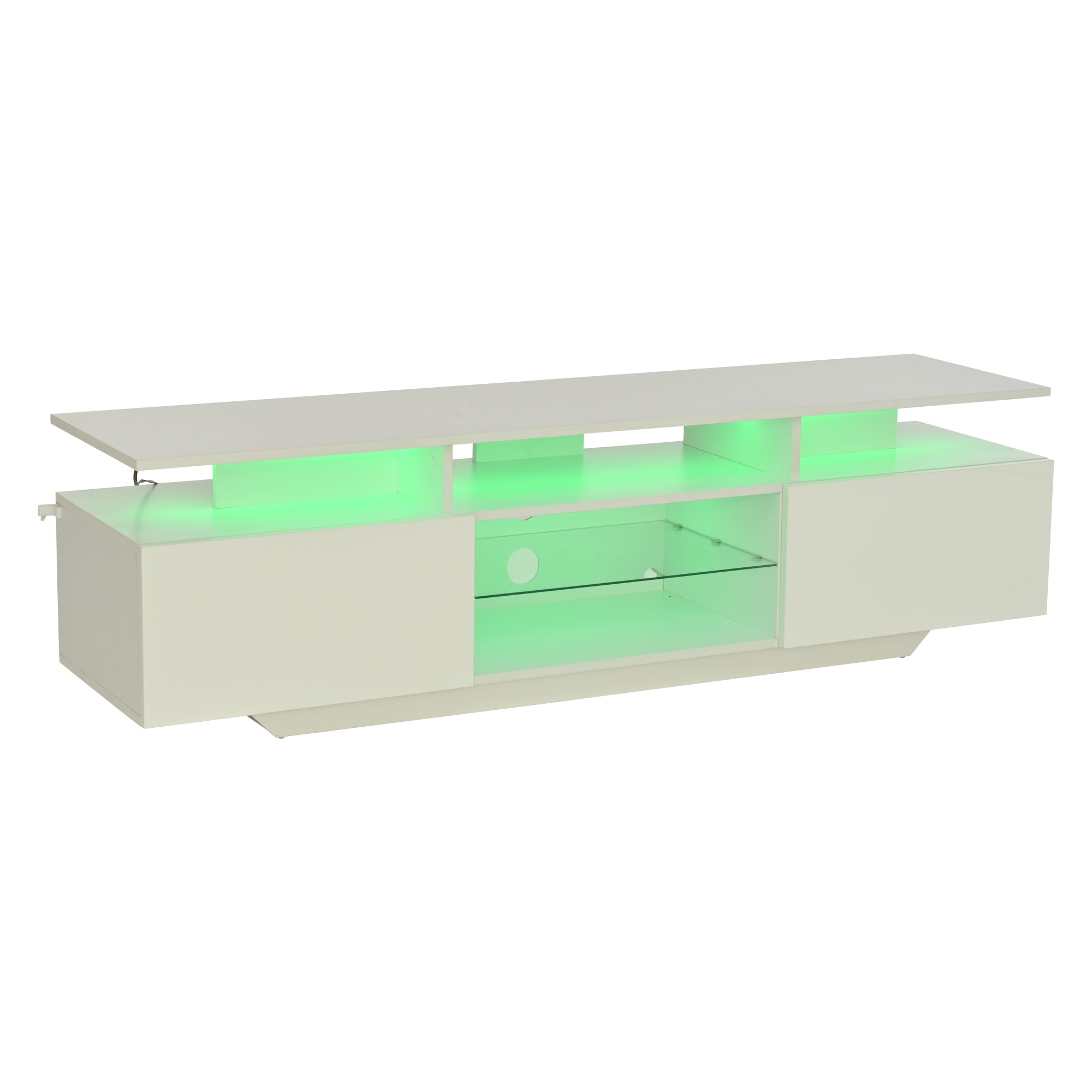 Logidon TV-meubel hoogglans wit 160 x 40 x 45 cm met LED lichtstrip glasplanken