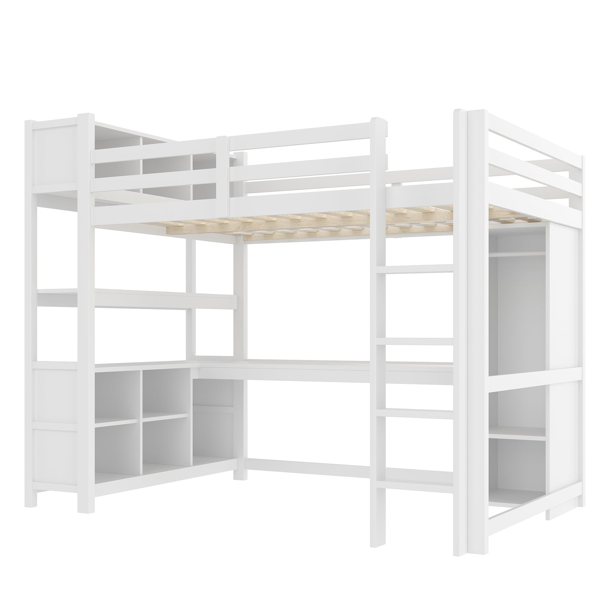 Logidon hoogslaper 140x200 cm met bureau en planken wit