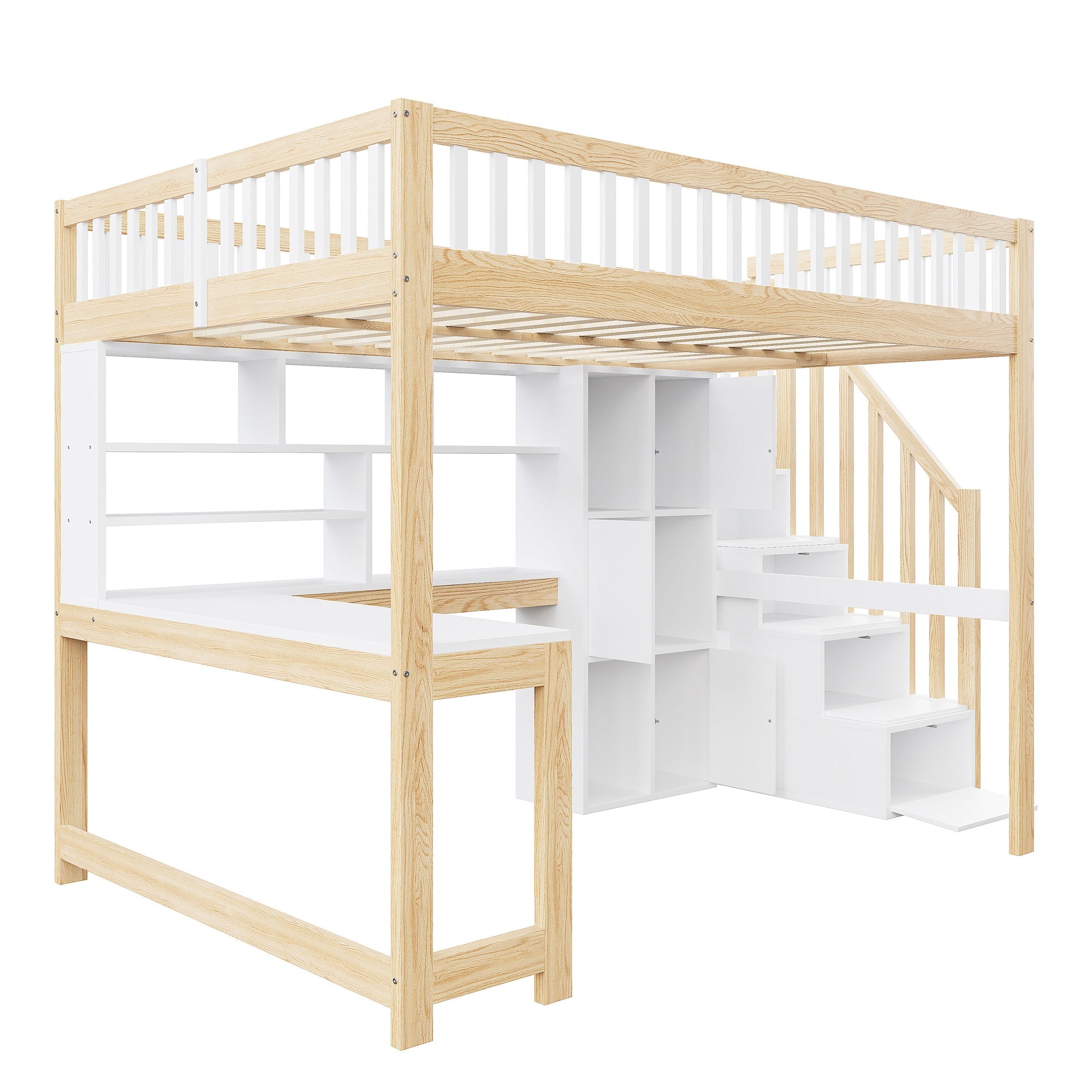 Logidon hoogslaper 140x200 cm met LED-verlichting wit en naturel