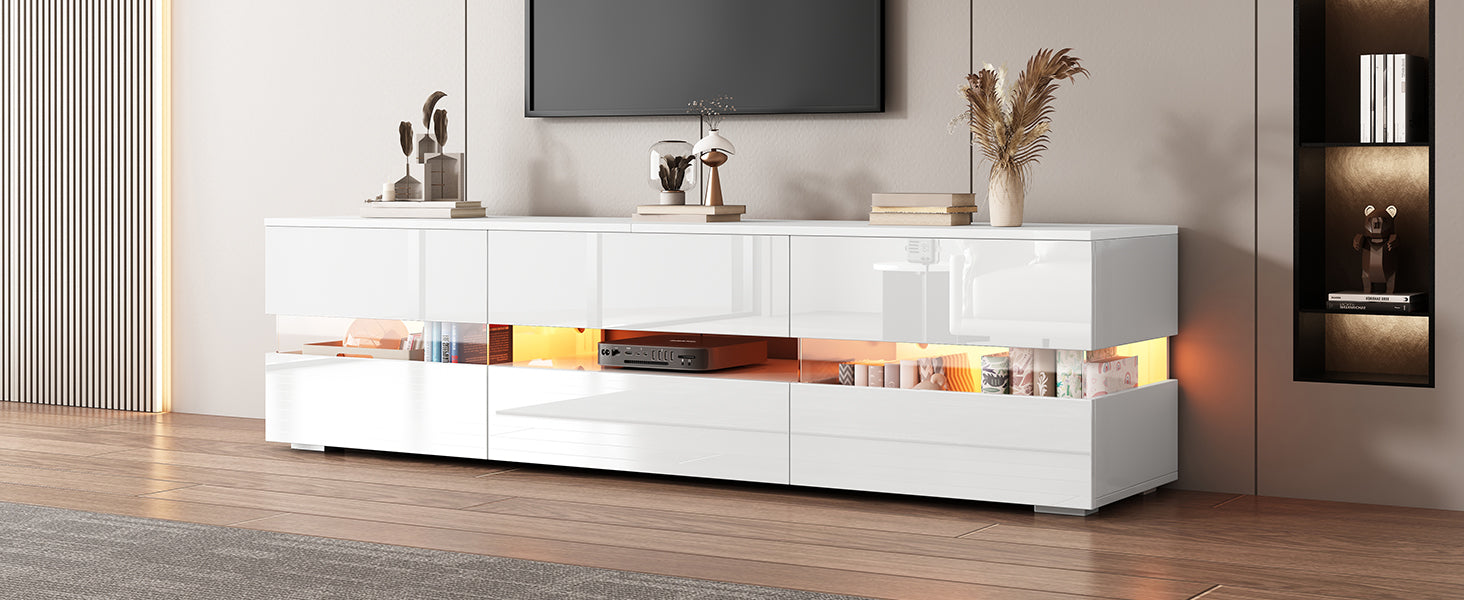 Logidon Wit hoogglans TV-meubel LED-verlichting 160x39x45 cm