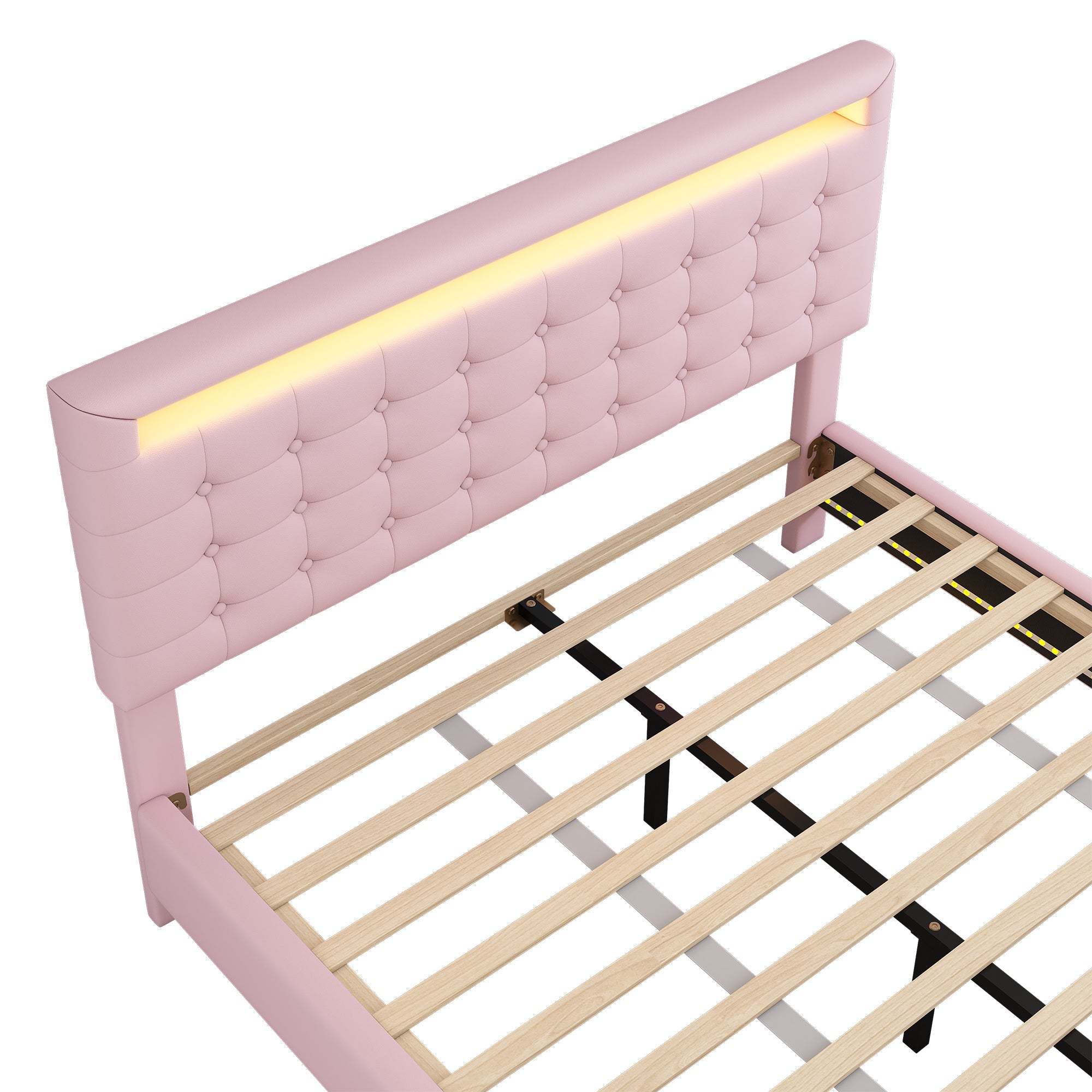 Logidon 140x200 cm flatbed roze LED-licht 24 knoppen afstandsbediening