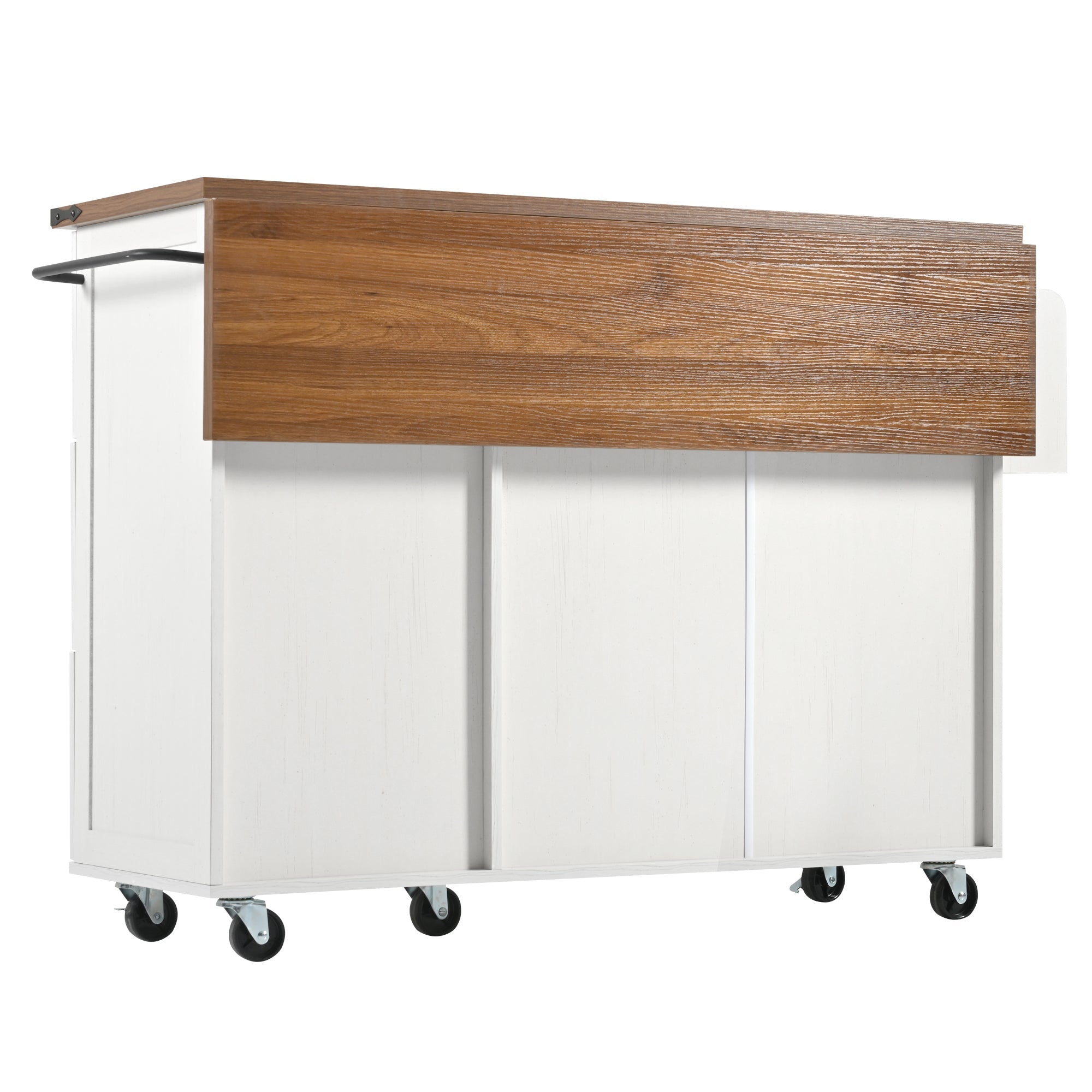 Logidon kitchen island with extendable worktop beige MDF 140 x 45 cm