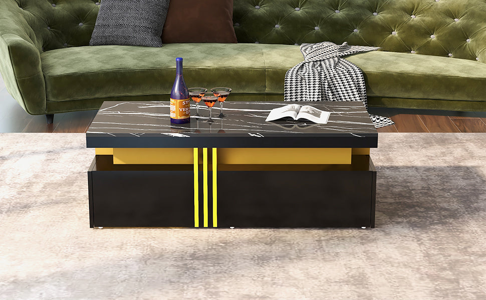 Logidon Zwarte tv-wandmeubelset 2 tv-kast salontafel marmerlook
