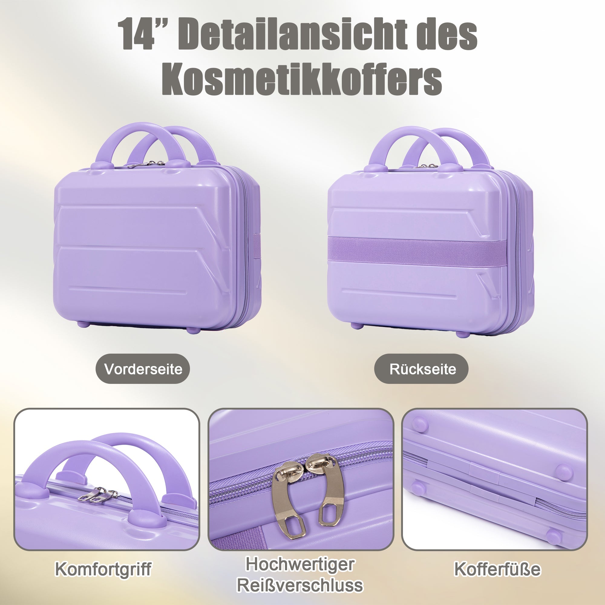 Logidon 4-delige ABS Spinnerkofferset Blauw Paars 14 19 24 28 Inch