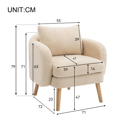 Logidon Teddy Velvet Fauteuil Beige Extra Dik Kussen