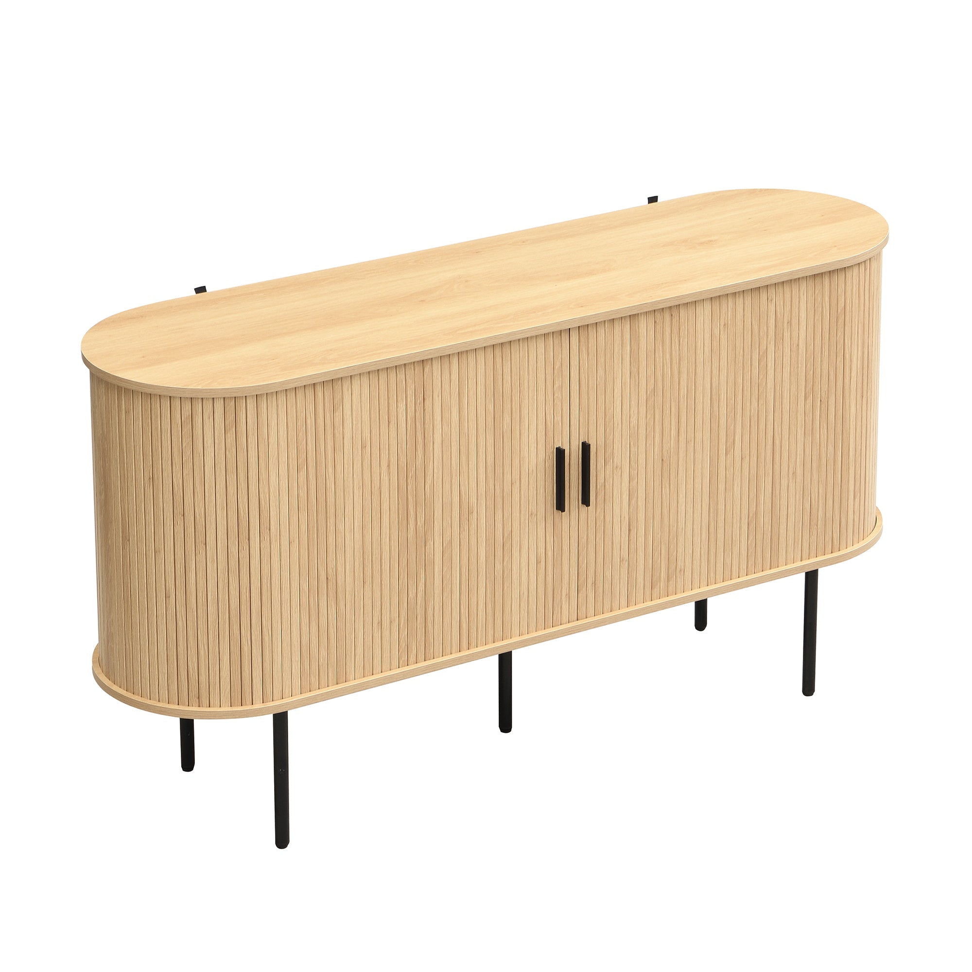 Logidon Modern MDF dressoir met rolluikdeuren en aluminium handgrepen