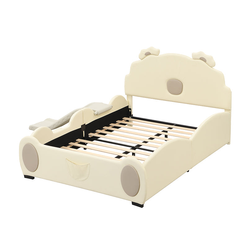 Logidon Cartoon Bear Bed 90x200 cm With Slide And Ladder Beige