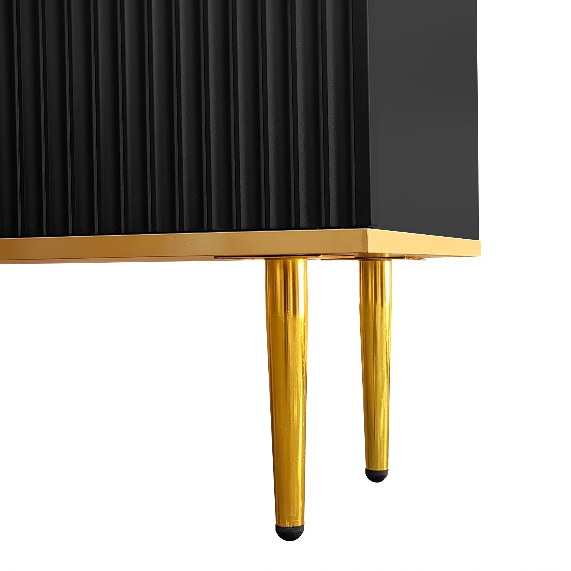 Logidon Modern TV-meubel 165 cm Zwart met Gouden Voeten en Rand