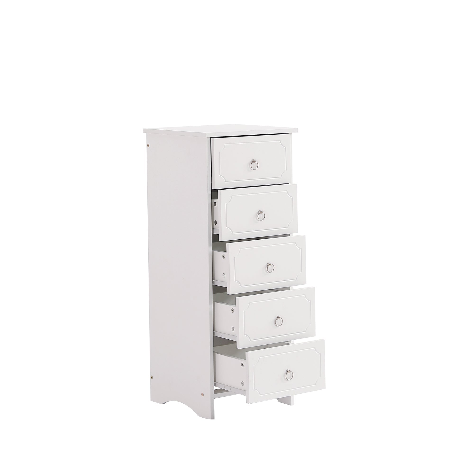 Logidon Classic Chest of Drawers White with 5 Drawers Silent Glides