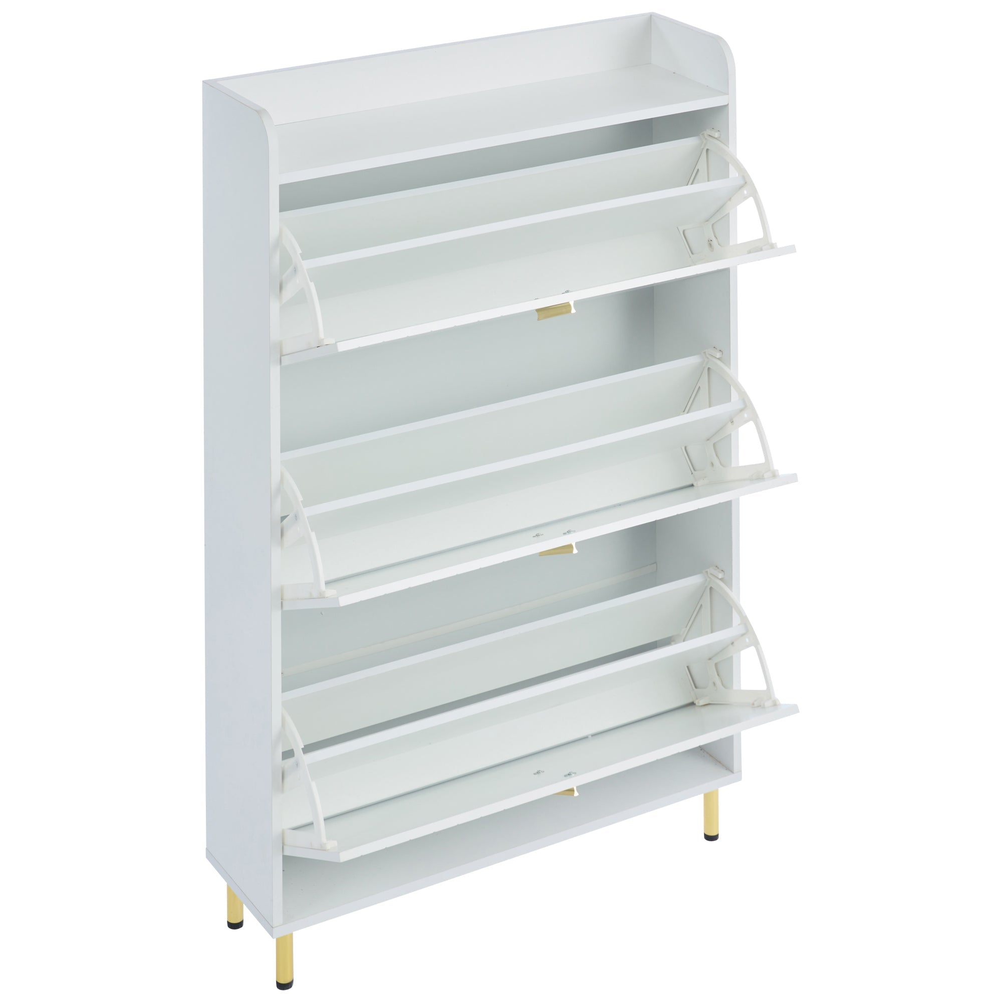 Logidon schoenenkast wit 3 kleppen, 6 vakken, 80x23x123 cm