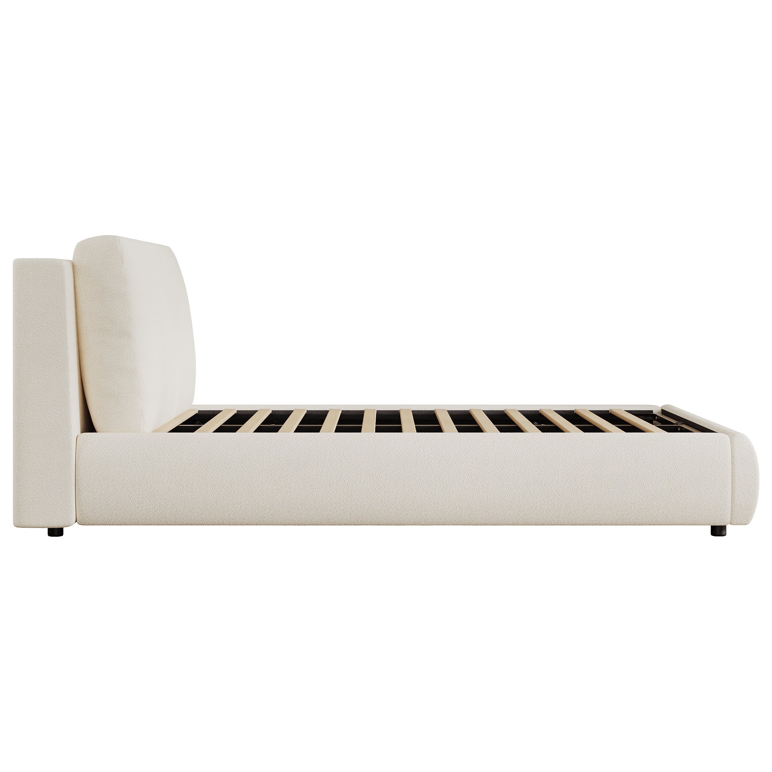 Logidon gestoffeerd bed 180x200 cm met opbergruimte en hydrauliek beige bouclé