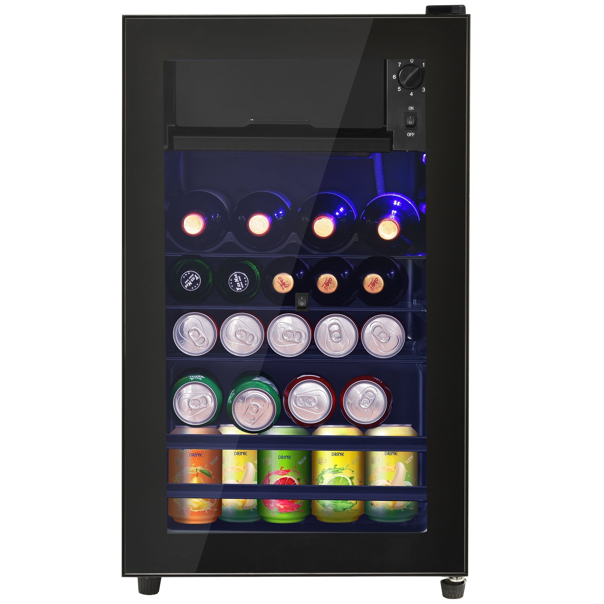 Logidon 76L minikoelkast Zwart 70L koelgedeelte, 6L vriesgedeelte, LED