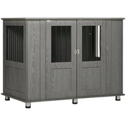 Logidon Grote Hondenkooi Hout Grijs 114x60x82 cm met Magnetische Deur