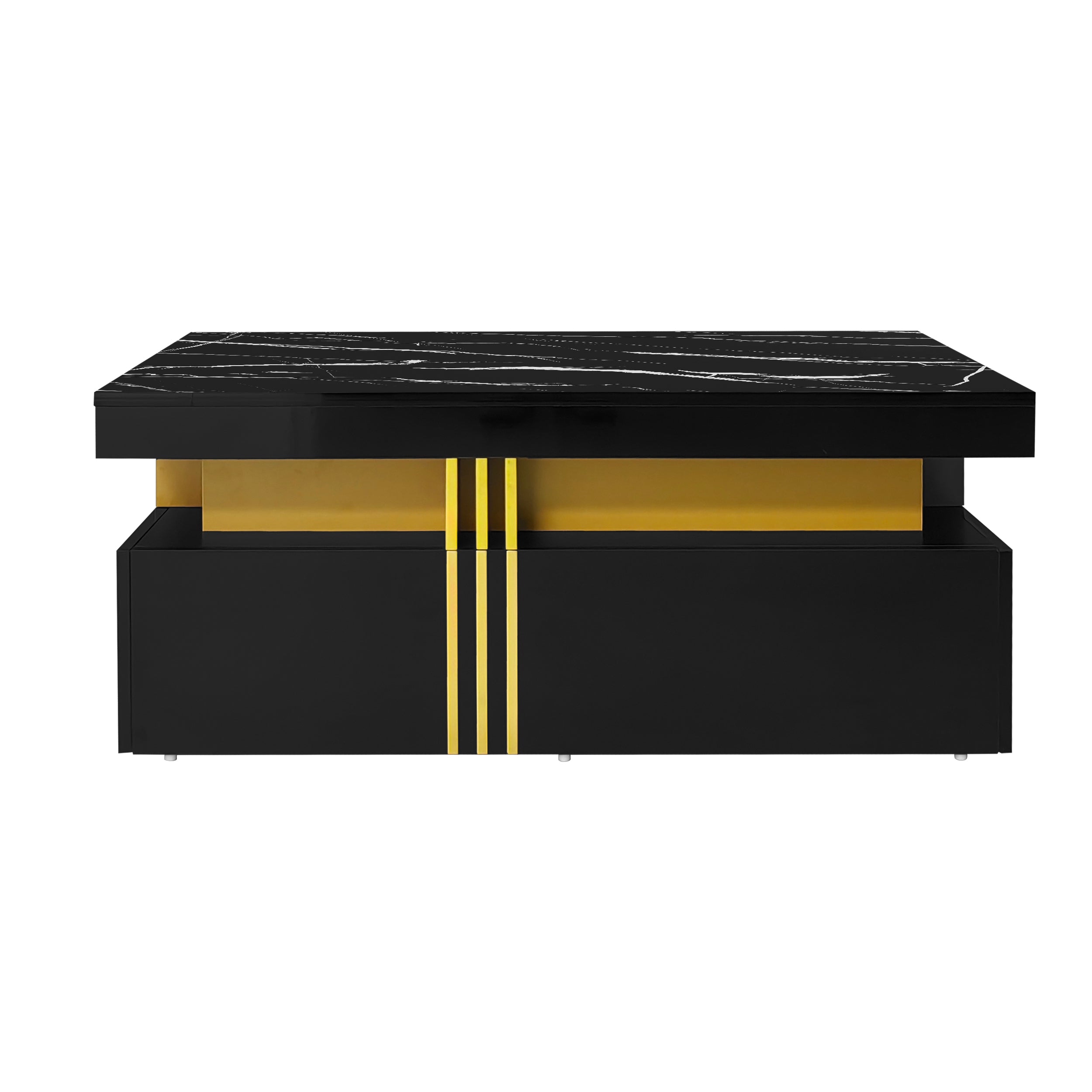 Logidon Zwarte tv-wandmeubelset 2 tv-kast salontafel marmerlook