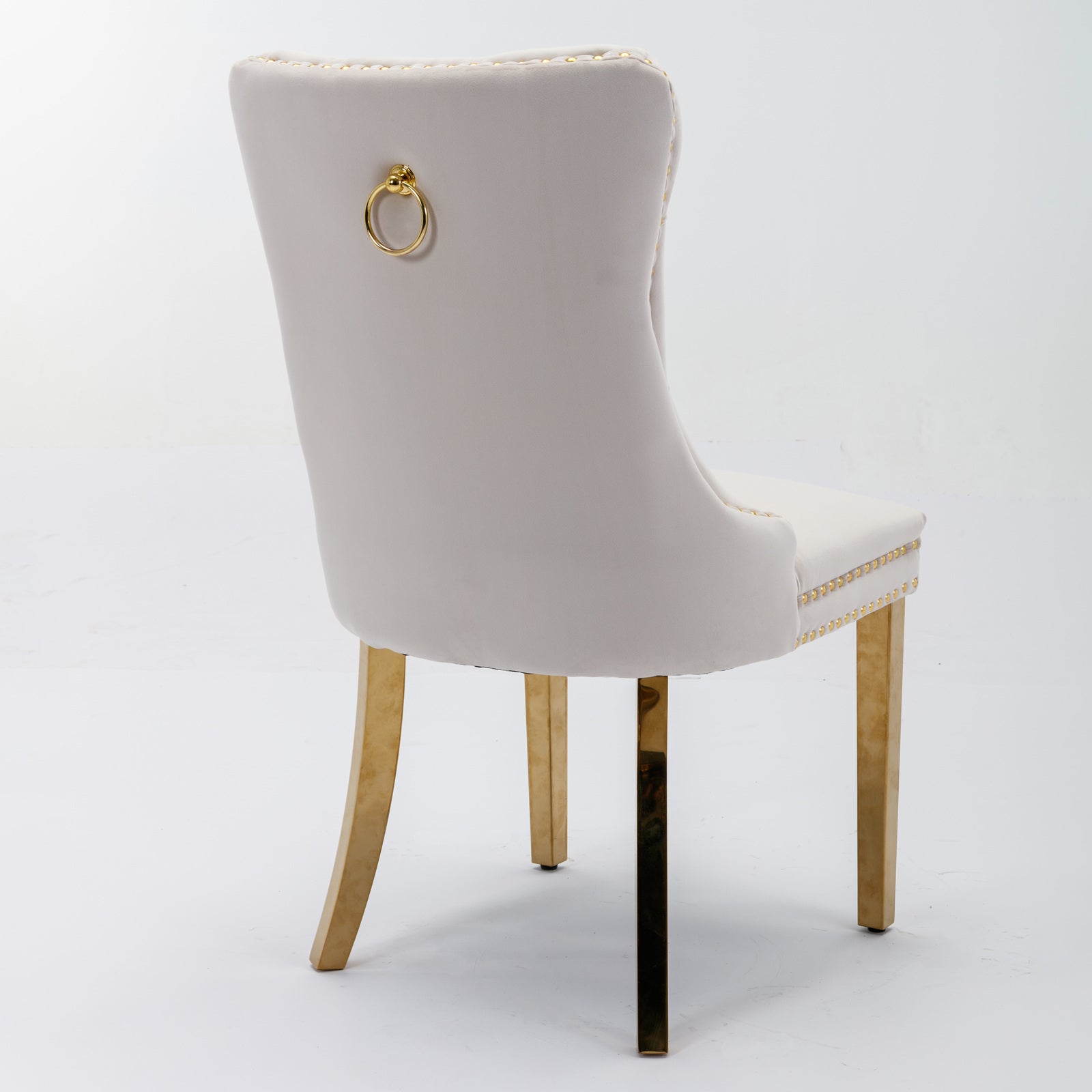 Logidon Nikki Collection Velor Chair Beige Golden Legs Set 2