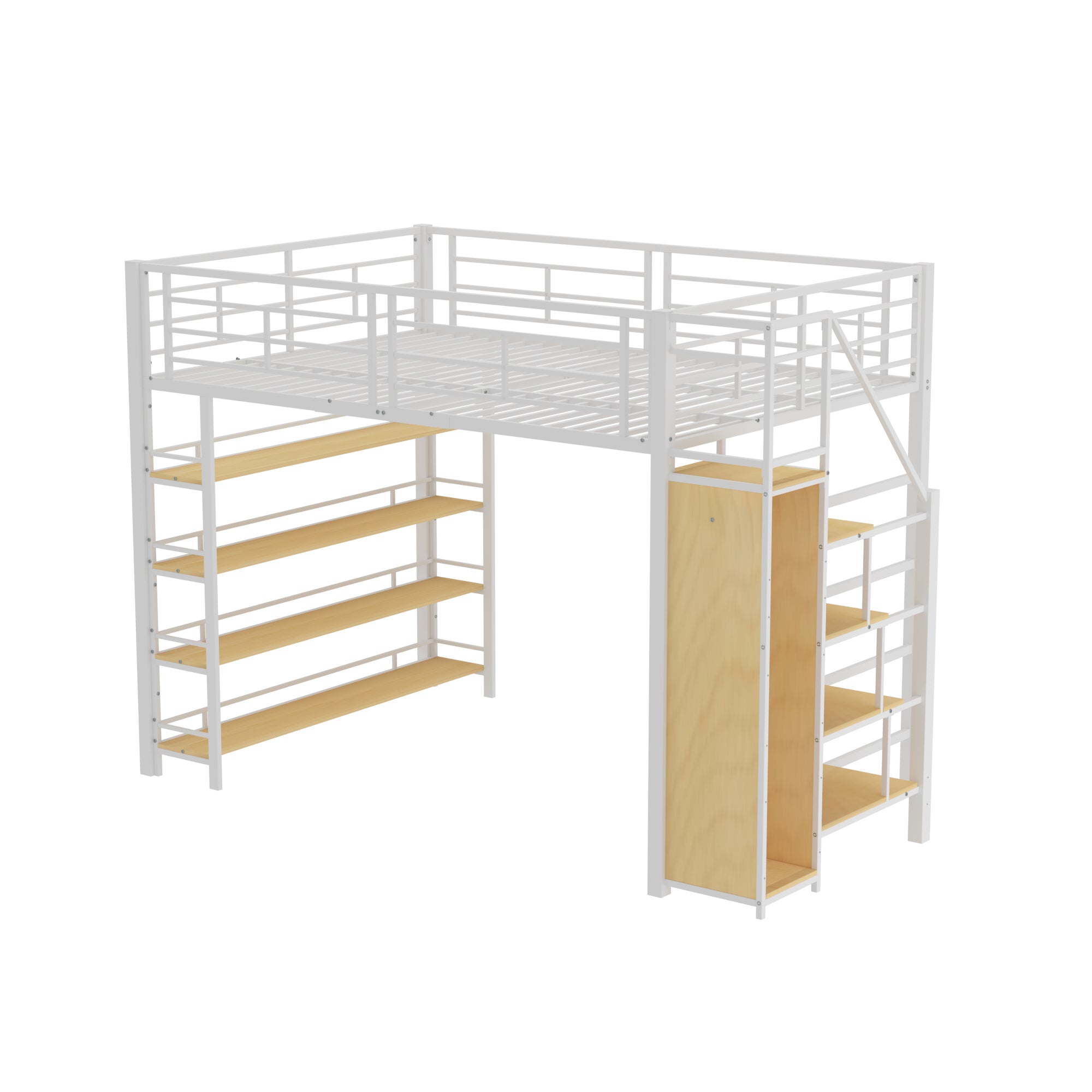 Logidon hoogslaper 140x200 met veiligheidstrap, opbergruimte, wit