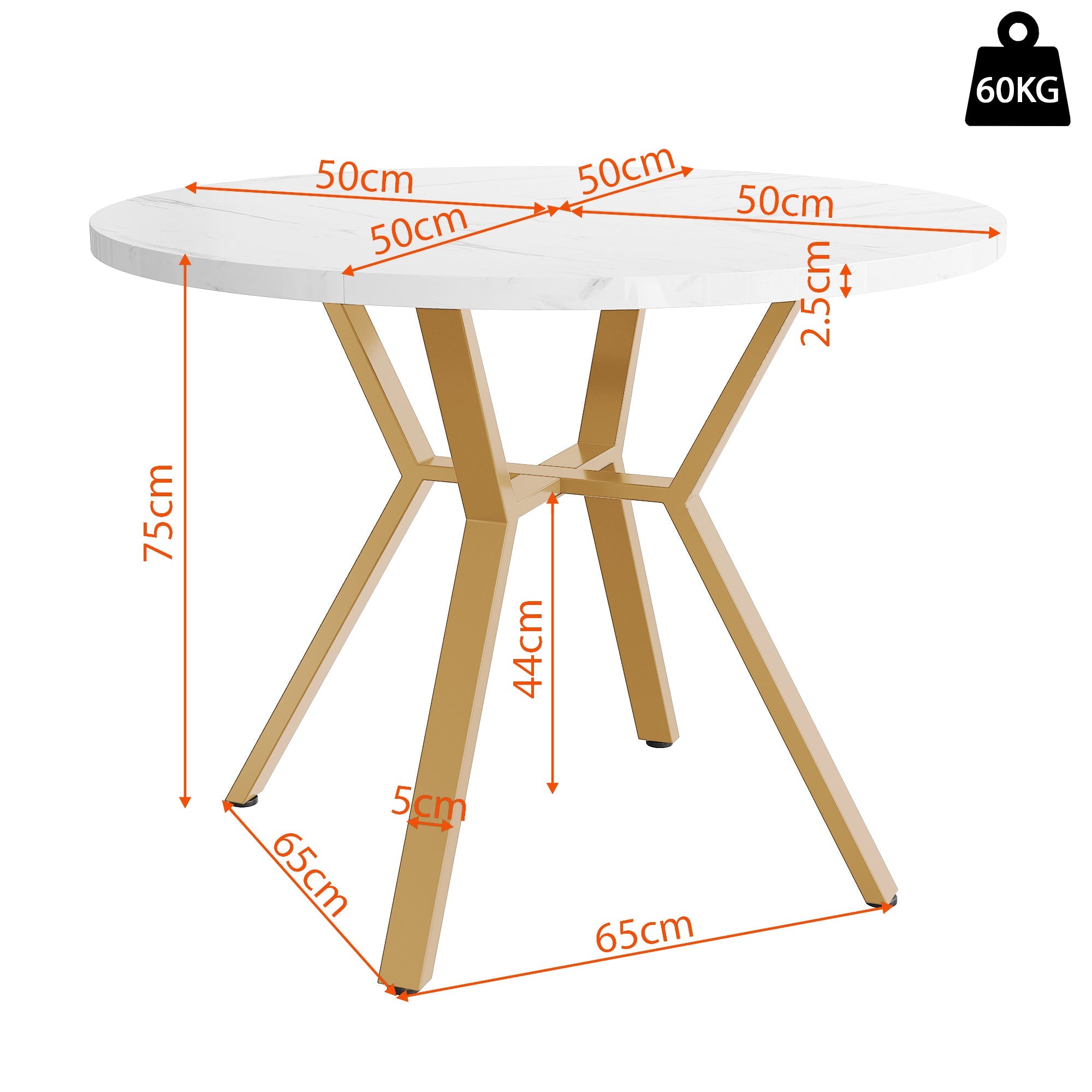 Logidon ronde eettafel marmerlook witgoud 100 cm diameter