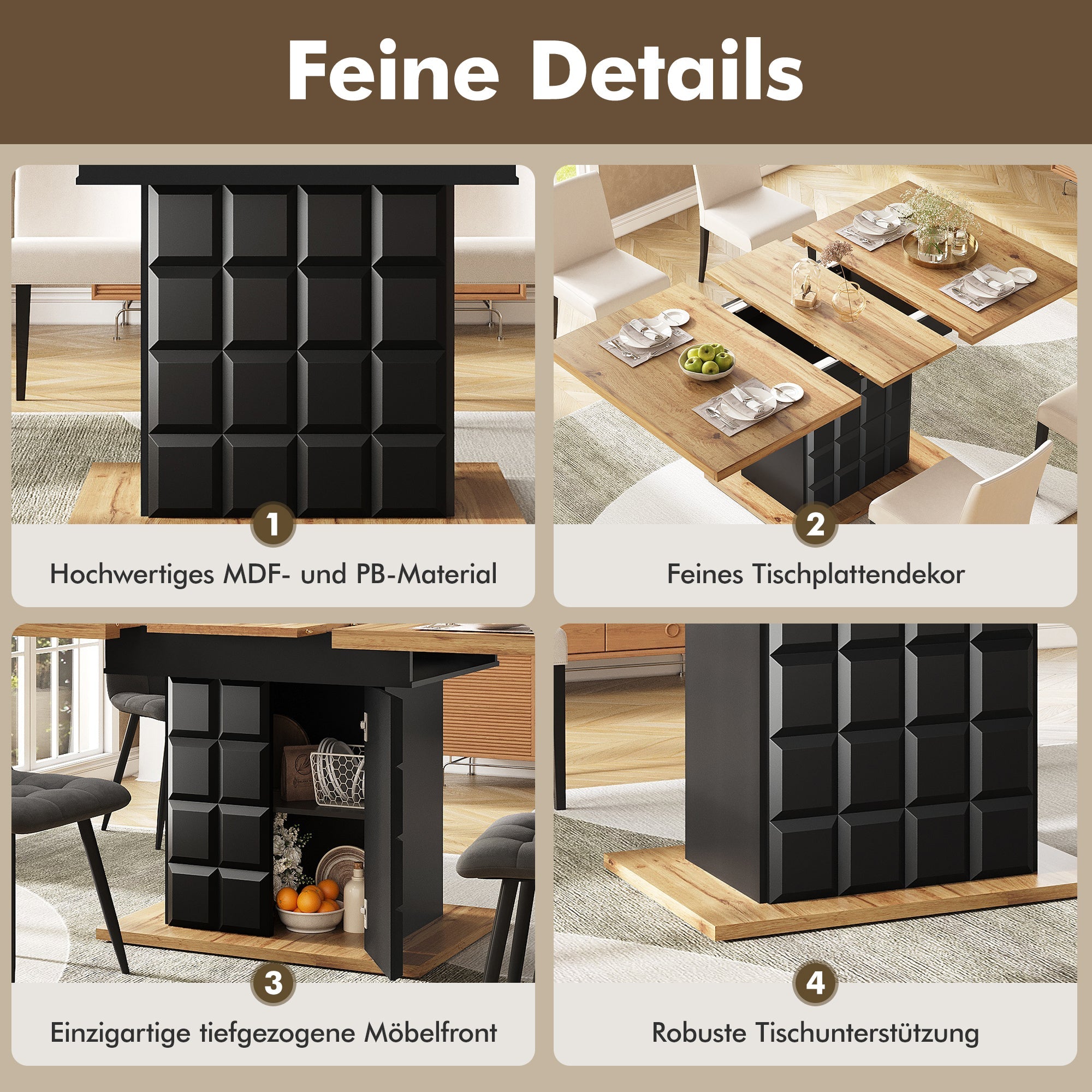 Logidon uitschuifbare eettafel 110-140 centimeter telescopisch naturel MDF