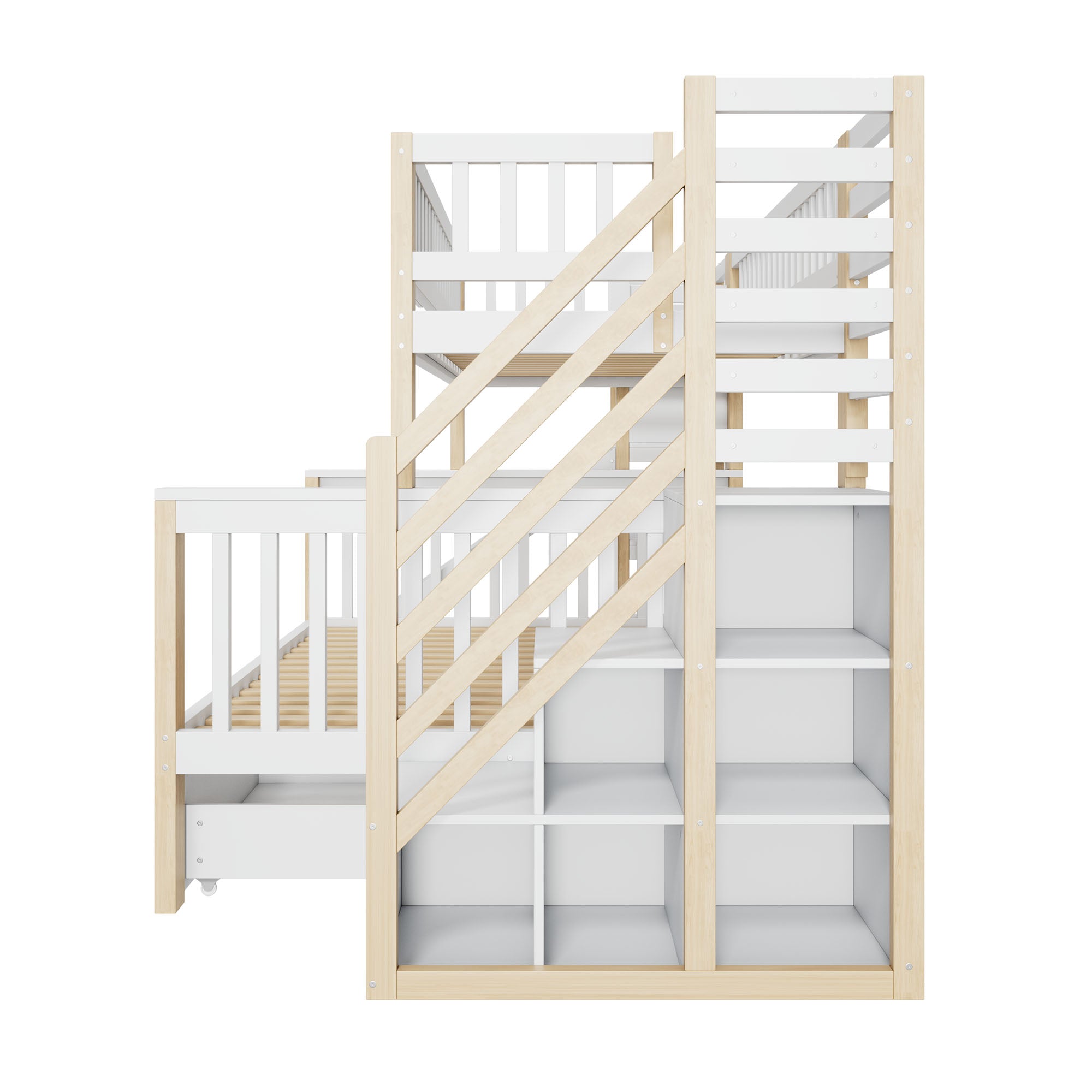 Logidon huisbed stapelbed wit 140x200 met trap en 90x200