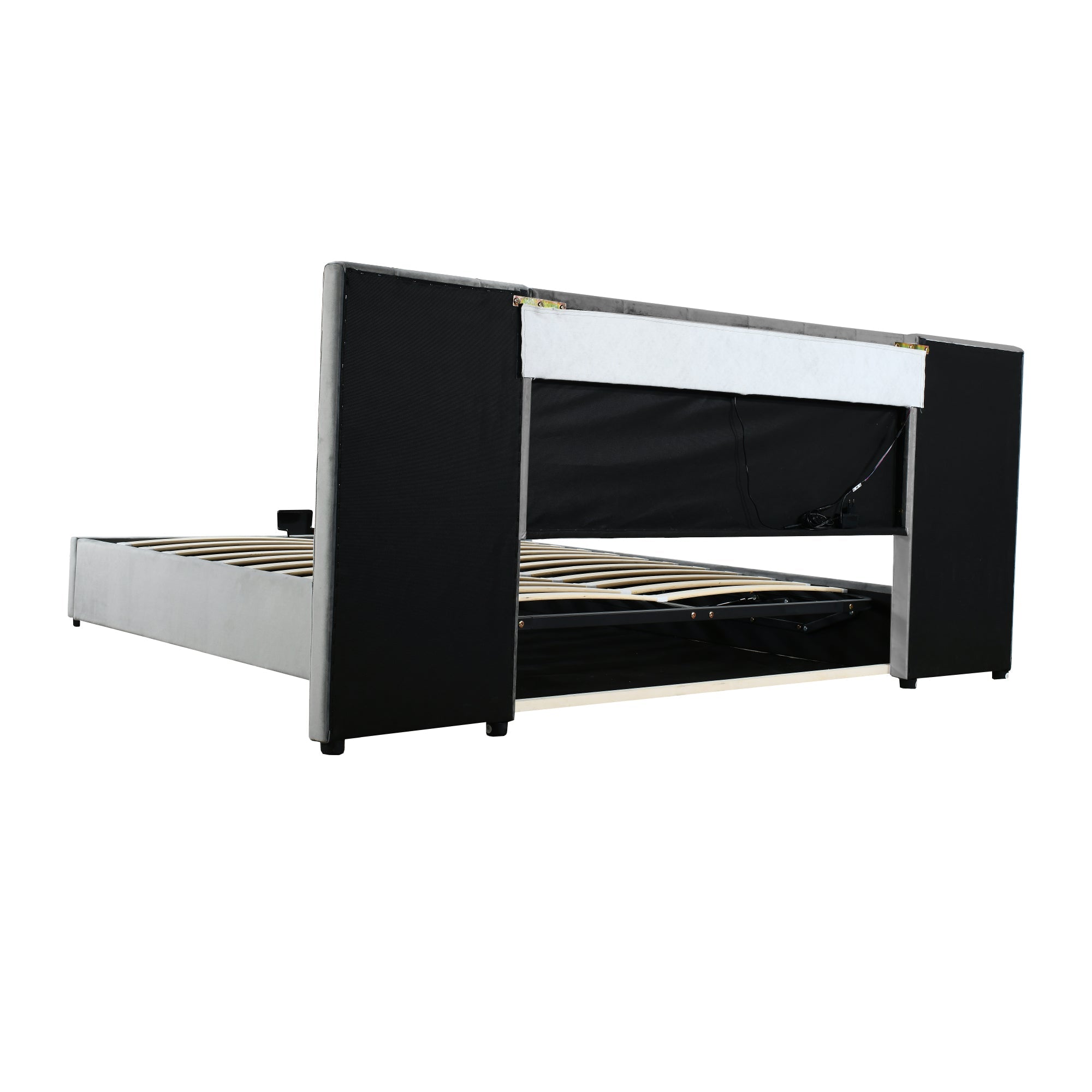 Logidon Elegant gestoffeerd bed 160x200 grijs met LED en USB opbergruimte