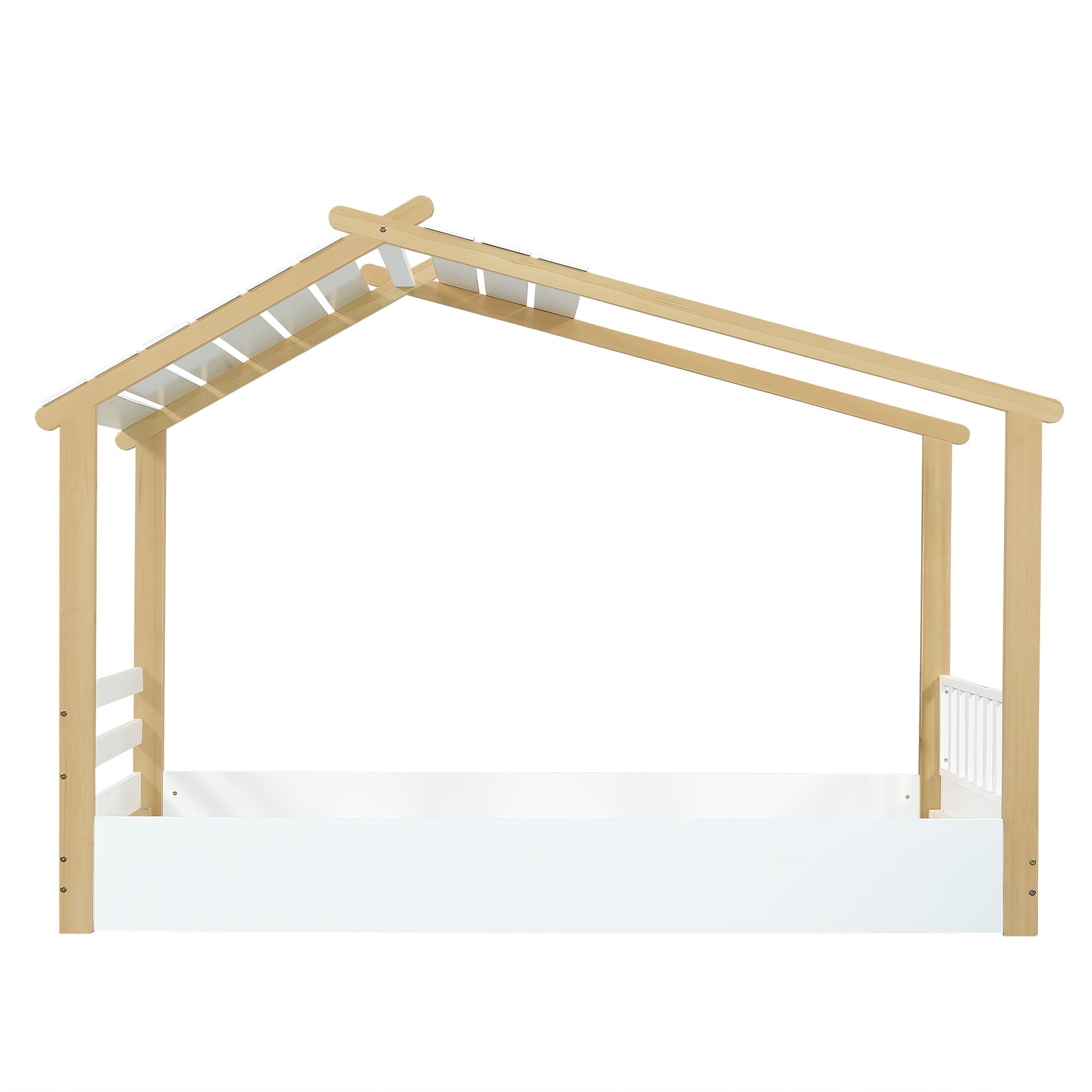 Logidon children's bed 90x200 cm white natural - wooden house design slatted frame