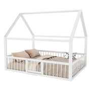Logidon metalen bed 140x200 wit plat bed met dakframe