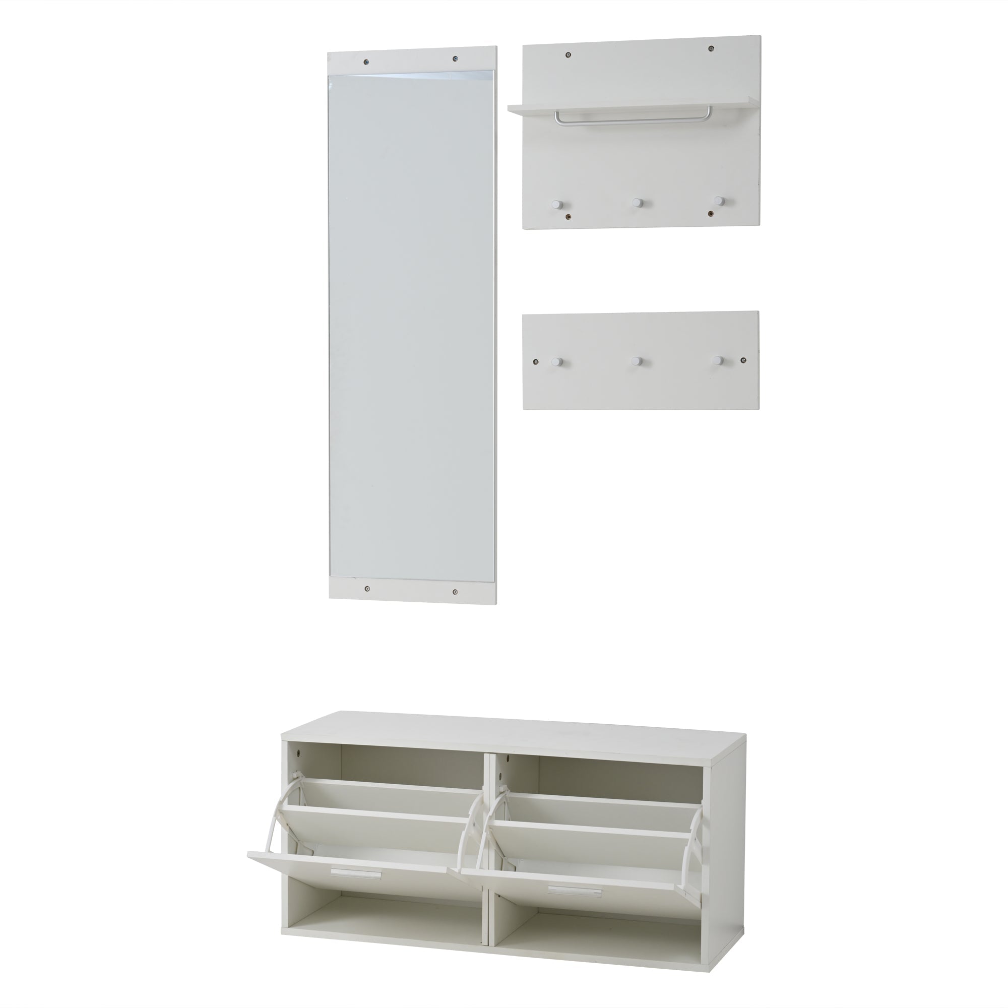 Logidon kledingkastset 4-delige spiegel schoenenkast wit 90x30x41,5 cm