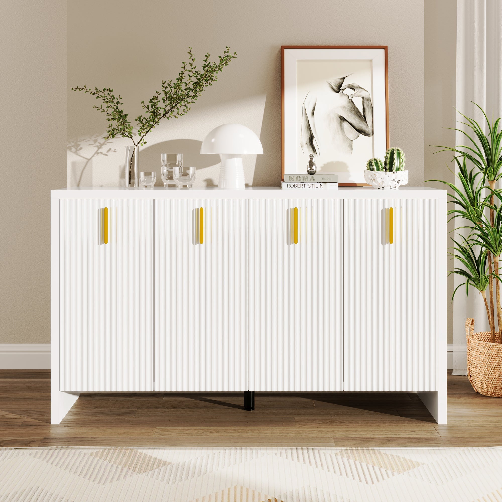 Logidon wit dressoir met gouden handgrepen en verstelbare planken
