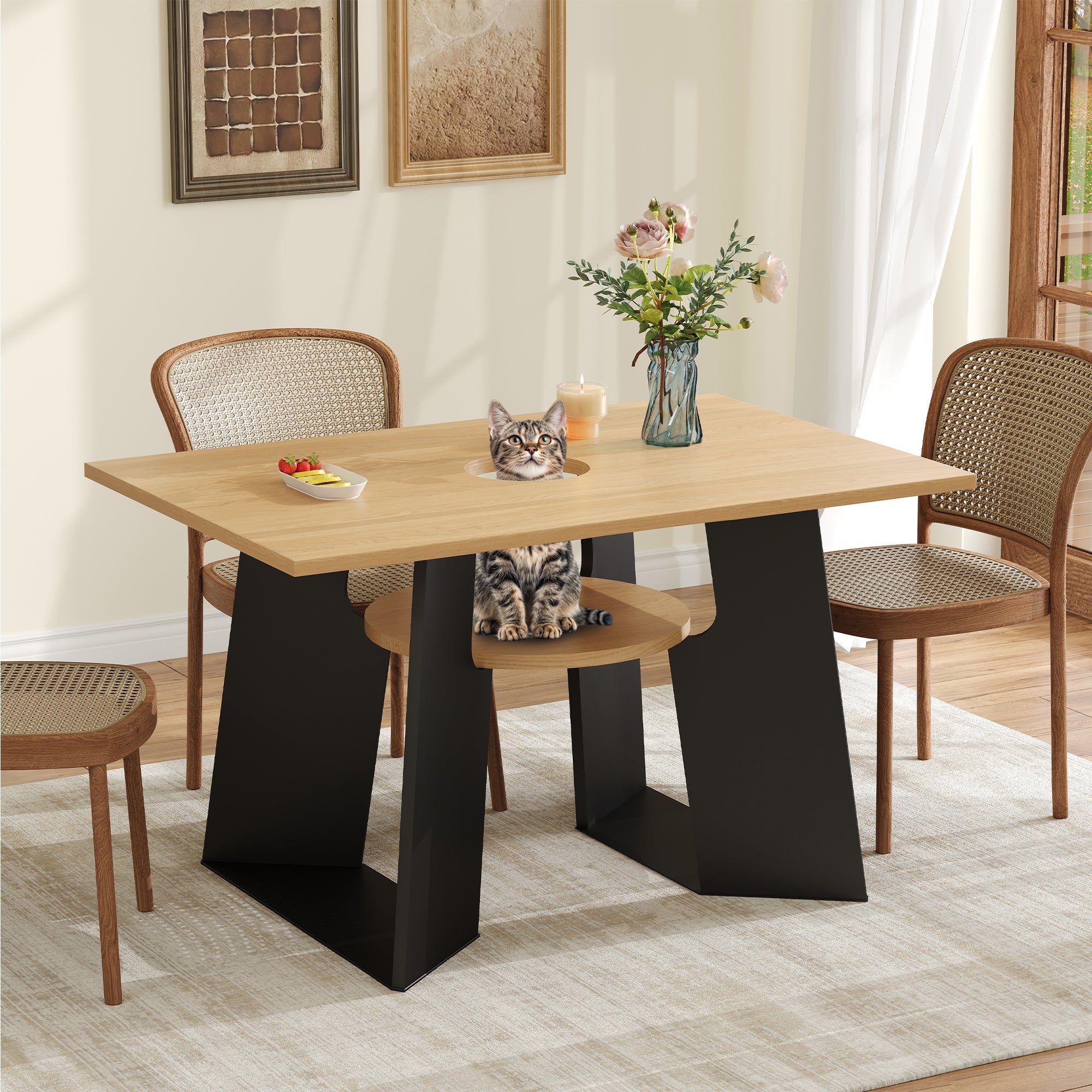 Logidon Huisdiervriendelijke eettafel met huisdierzone 130x85x75 cm