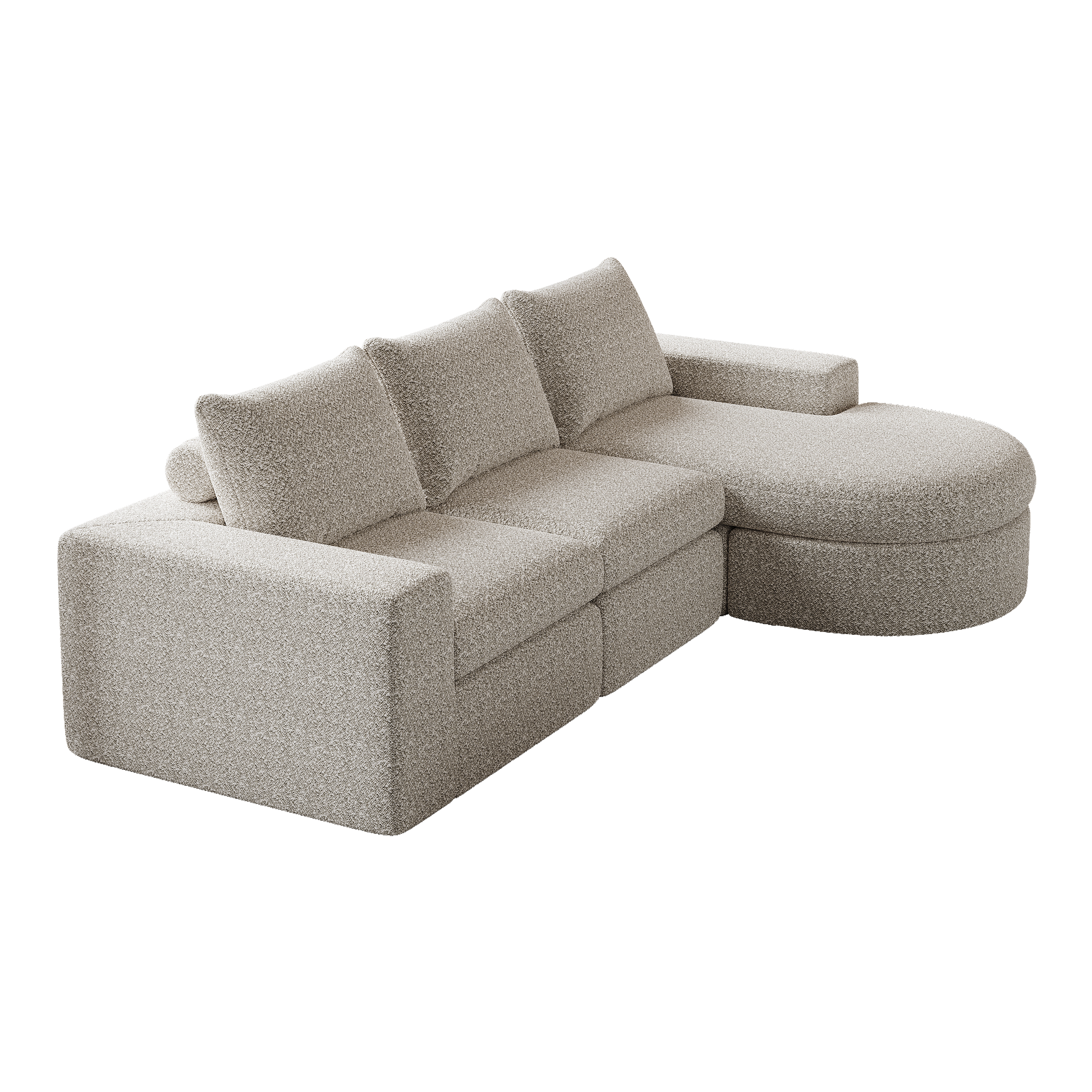 Logidon Modulair Chenille Sofa 3-zits Hoekbank Ligstoel Beige